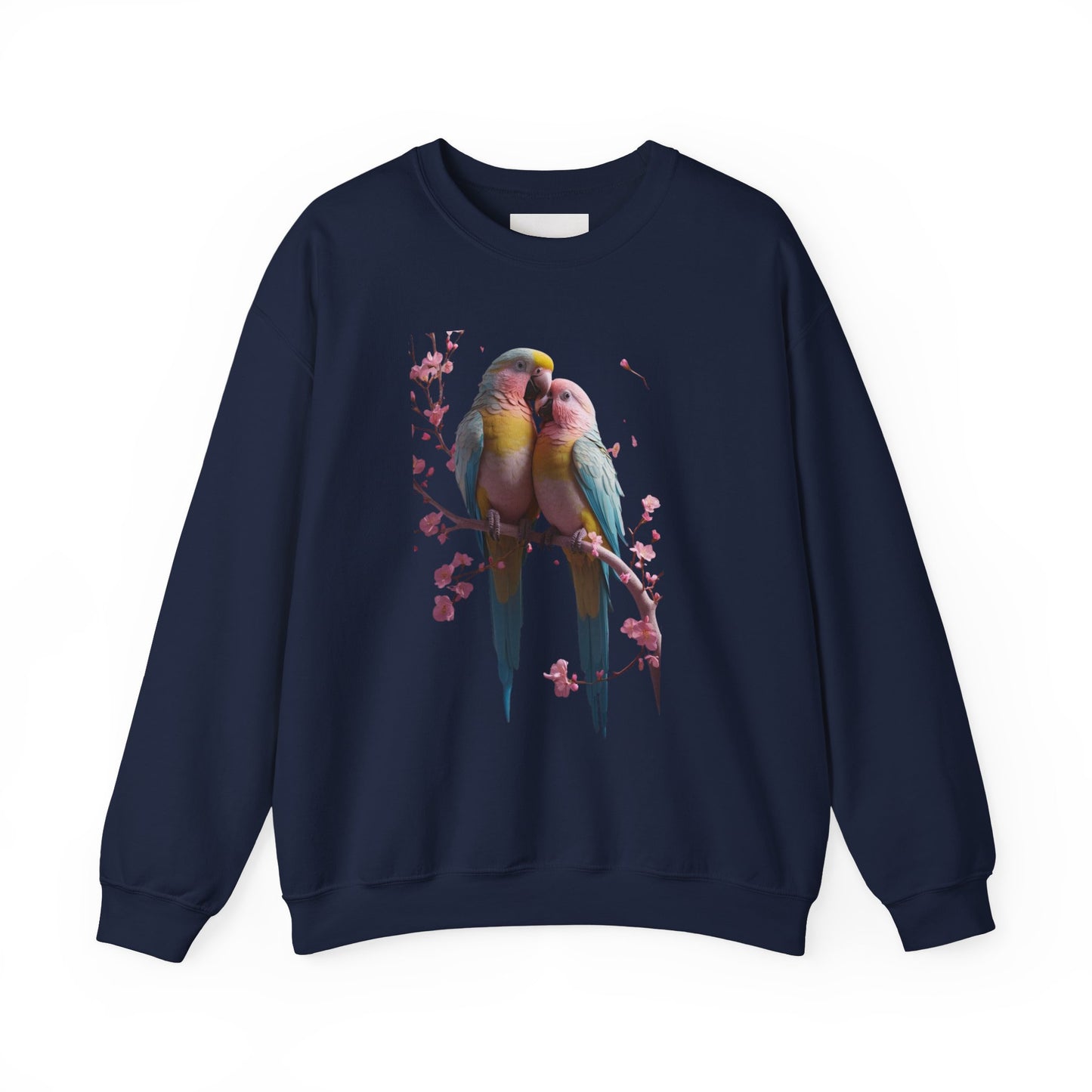 Lovebirds Graphic Sweatshirt — Colorful Parrot Crewneck for Bird Lovers
