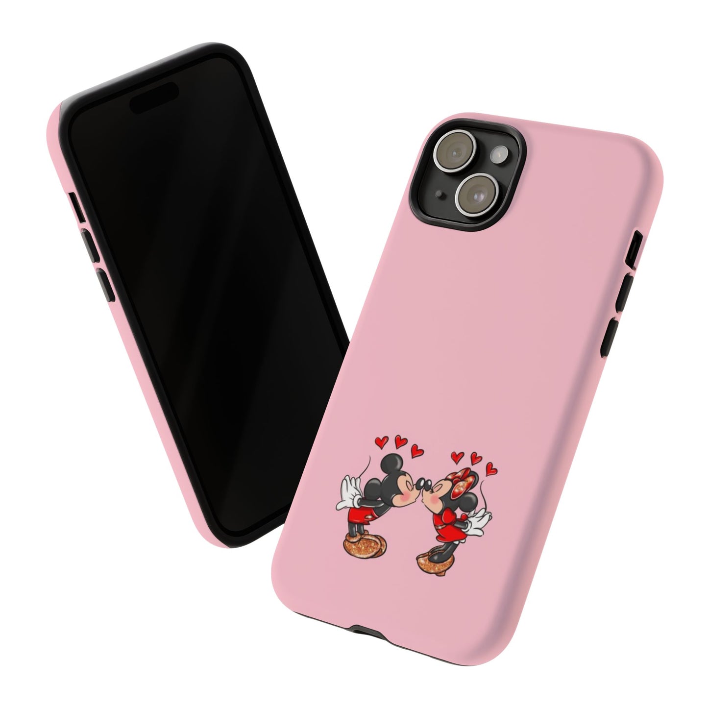 Pink Romantic Kissing Mouse Phone Case — Cute Couple Hearts Protective iPhone Cover