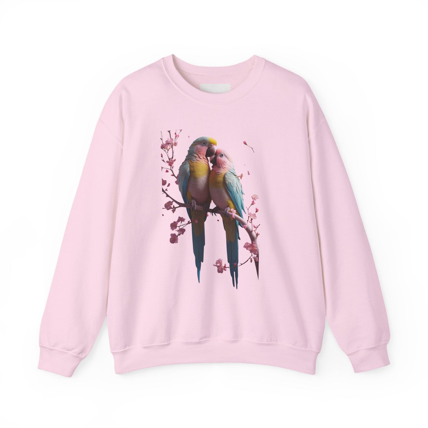 Lovebirds Graphic Sweatshirt — Colorful Parrot Crewneck for Bird Lovers