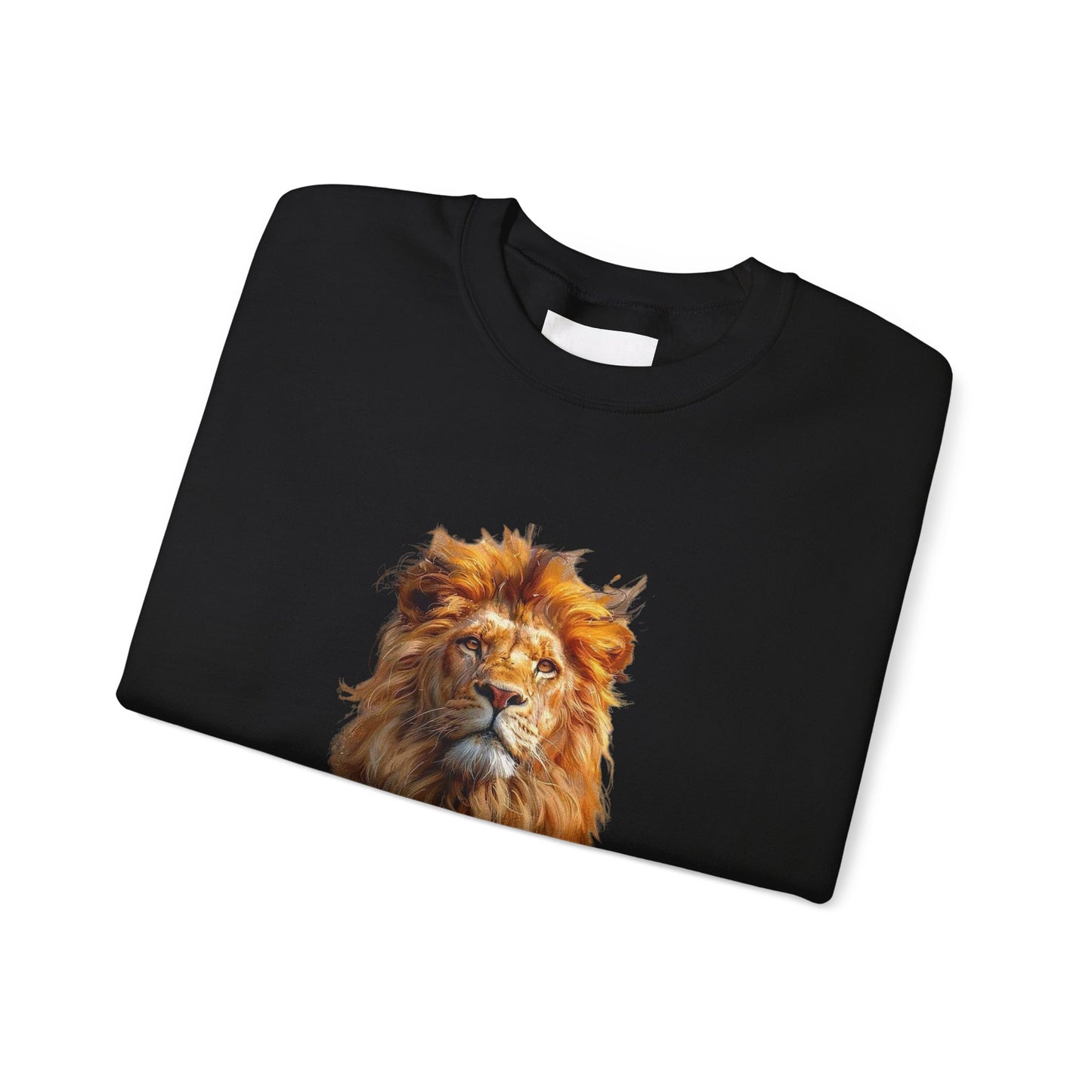 Lion Portrait Crewneck Sweatshirt — Majestic Wild Cat Graphic Pullover