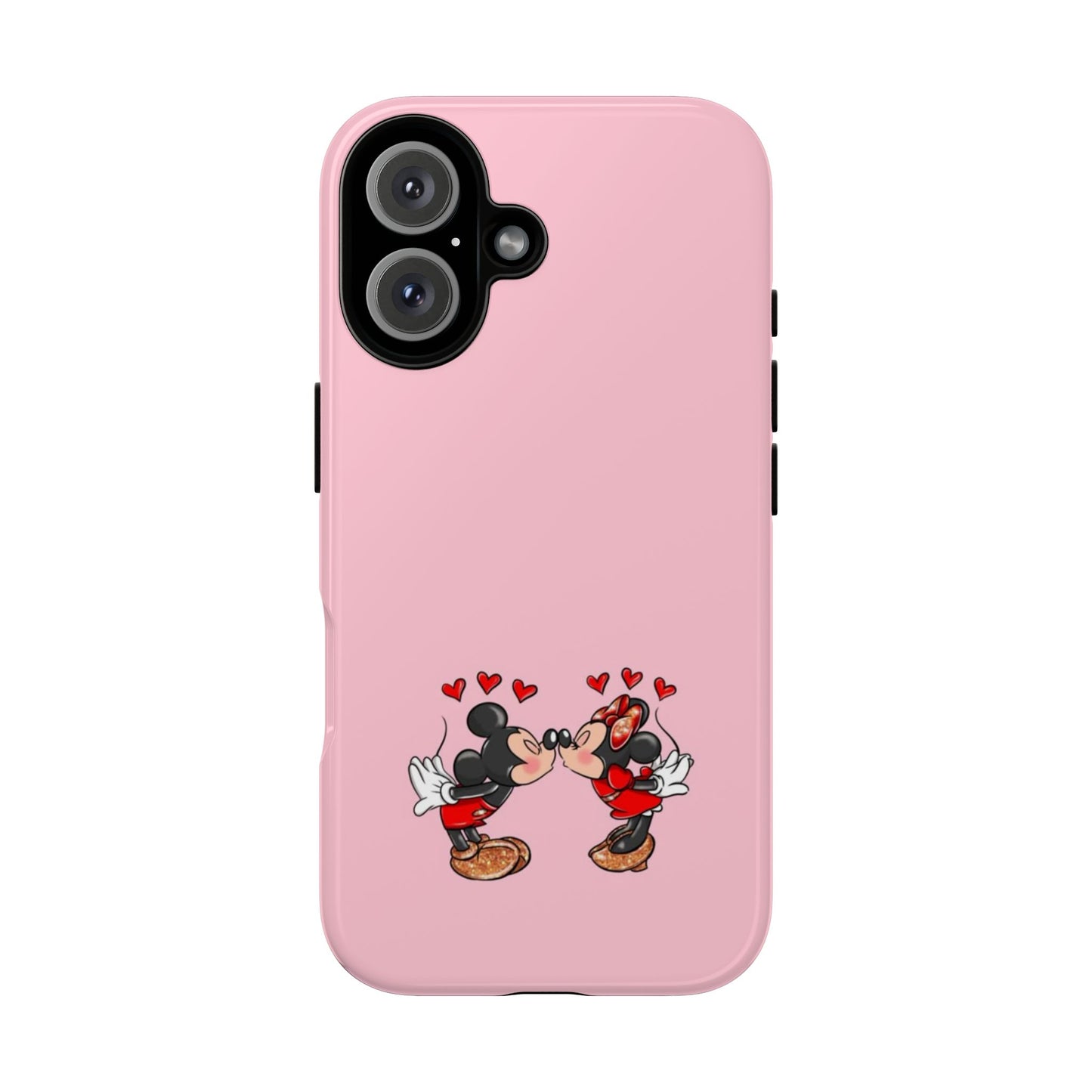 Pink Romantic Kissing Mouse Phone Case — Cute Couple Hearts Protective iPhone Cover