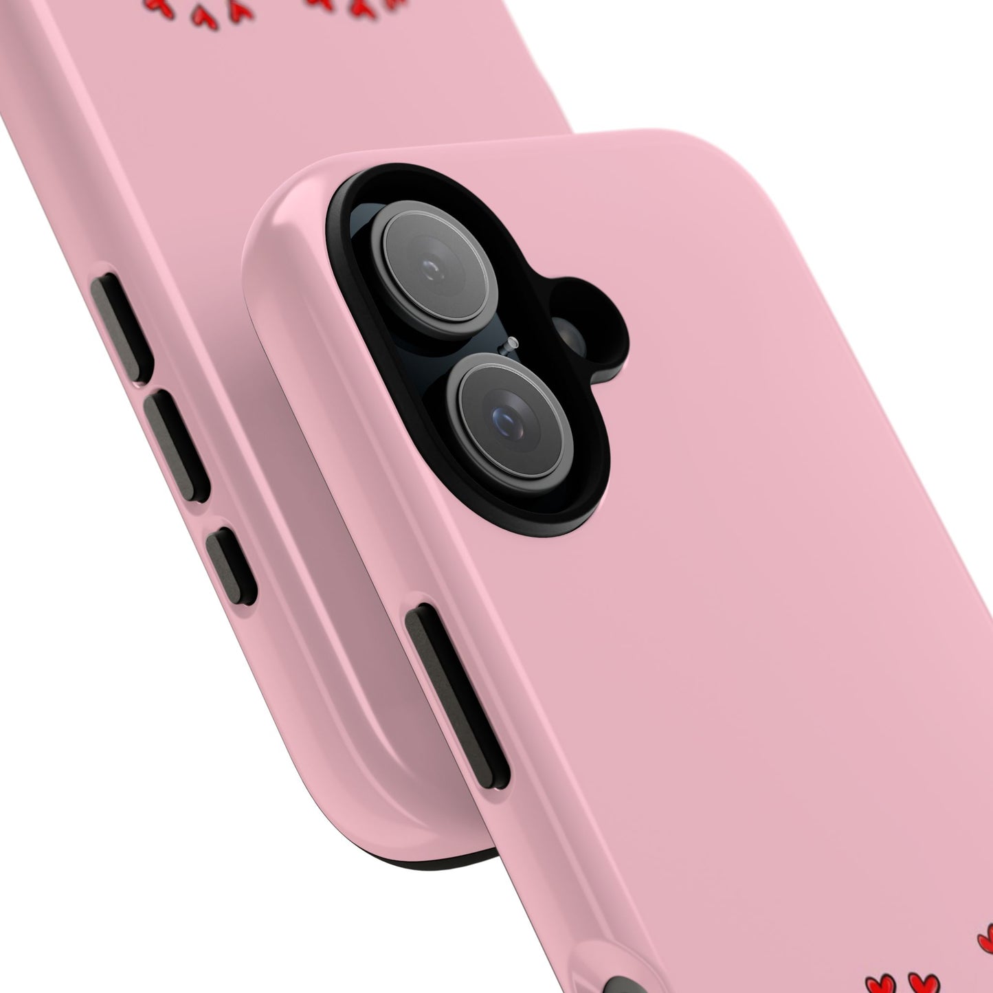 Pink Romantic Kissing Mouse Phone Case — Cute Couple Hearts Protective iPhone Cover