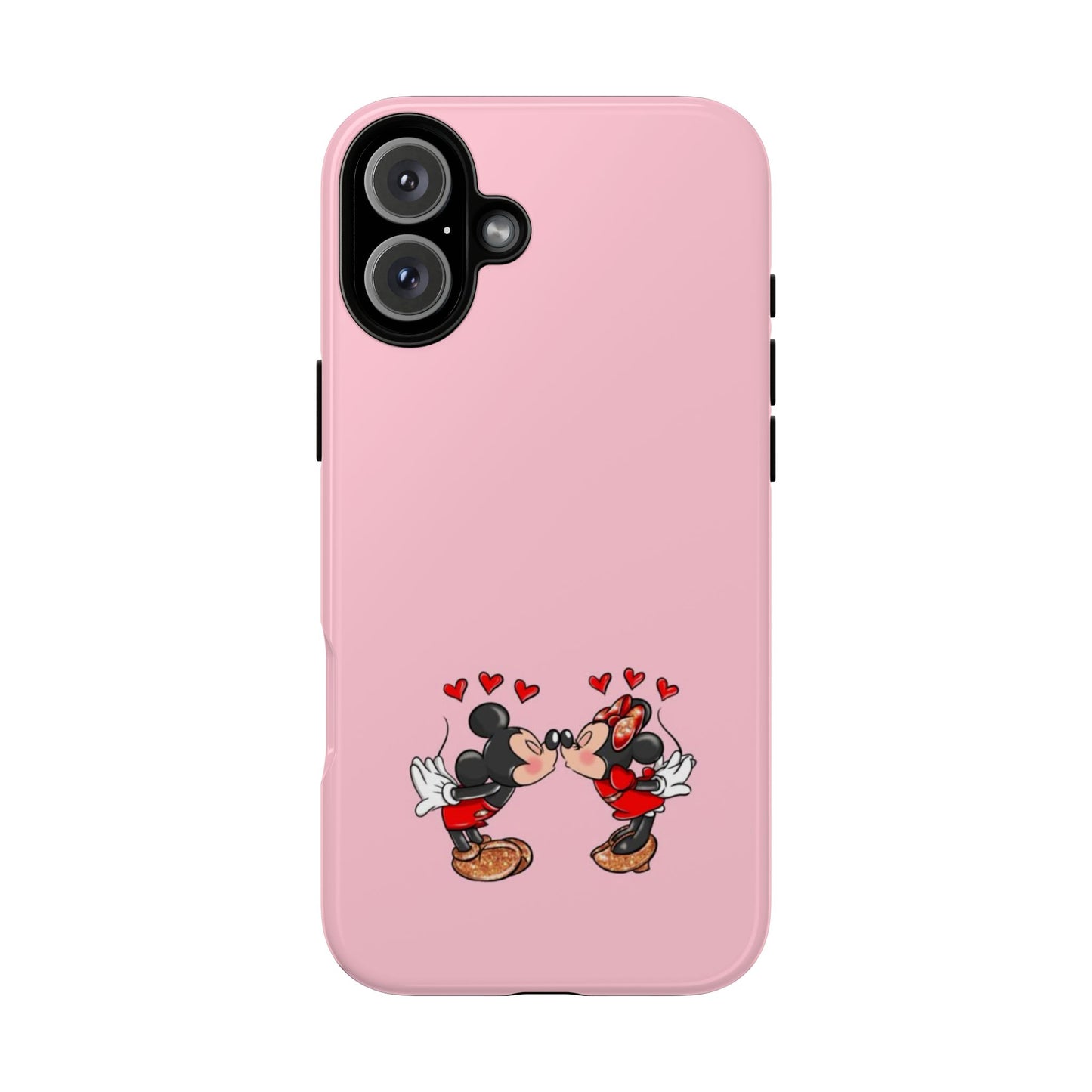 Pink Romantic Kissing Mouse Phone Case — Cute Couple Hearts Protective iPhone Cover