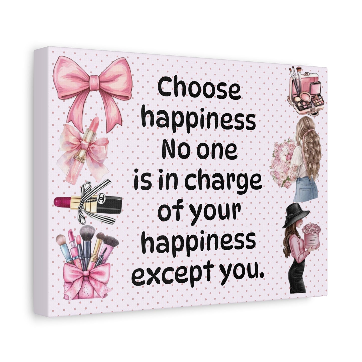Choose Happiness — Pink Makeup Wall Canvas