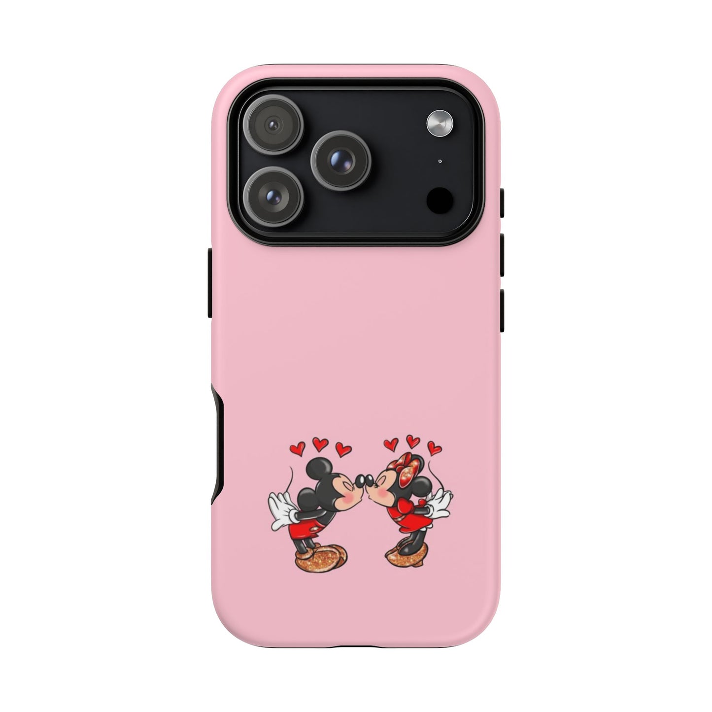 Pink Romantic Kissing Mouse Phone Case — Cute Couple Hearts Protective iPhone Cover