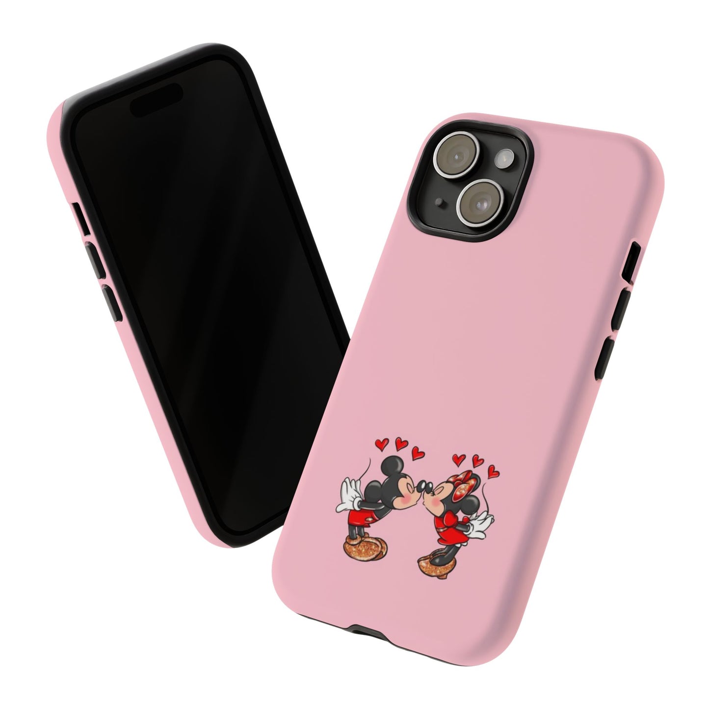 Pink Romantic Kissing Mouse Phone Case — Cute Couple Hearts Protective iPhone Cover