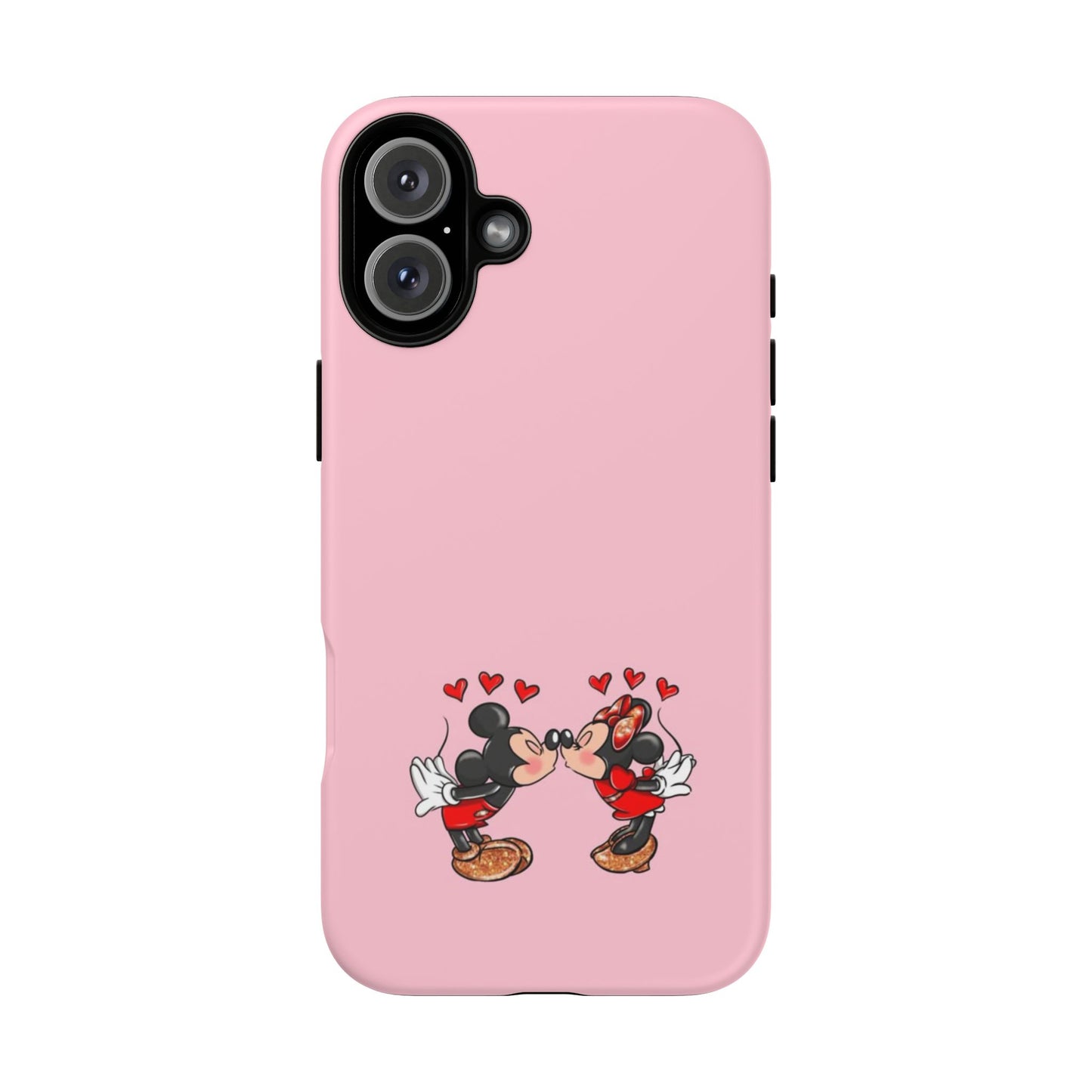 Pink Romantic Kissing Mouse Phone Case — Cute Couple Hearts Protective iPhone Cover