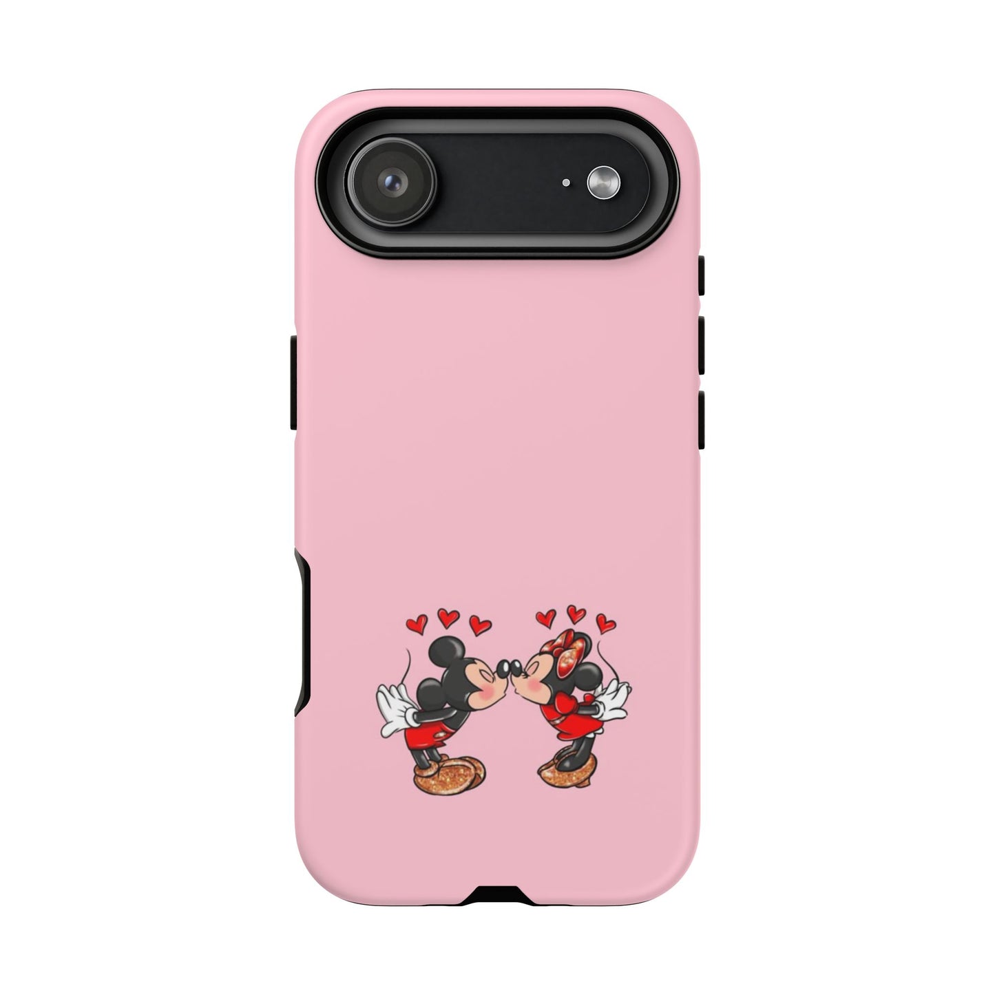 Pink Romantic Kissing Mouse Phone Case — Cute Couple Hearts Protective iPhone Cover