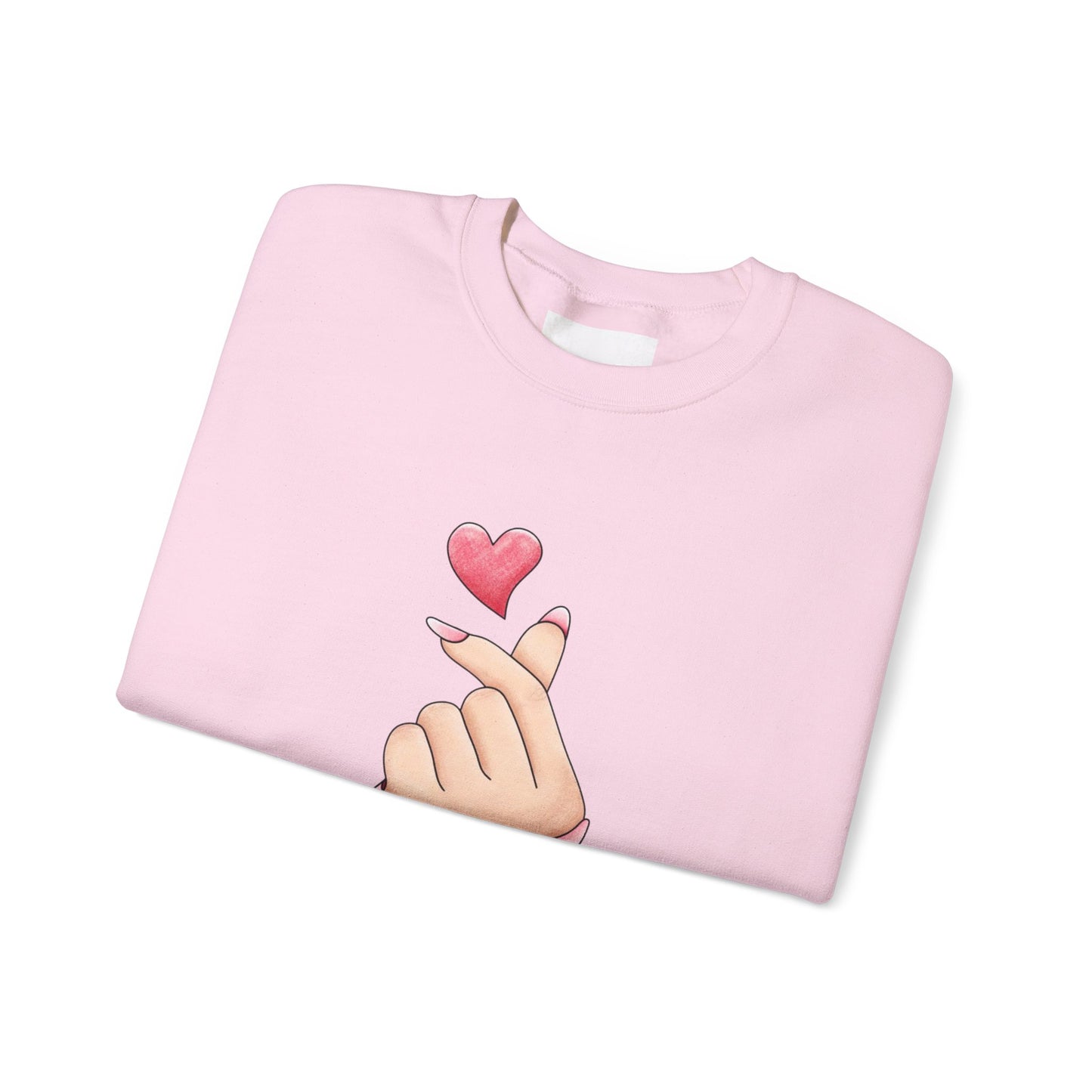 Korean Finger Heart Crewneck Sweatshirt — Cute Travel Love Map Design