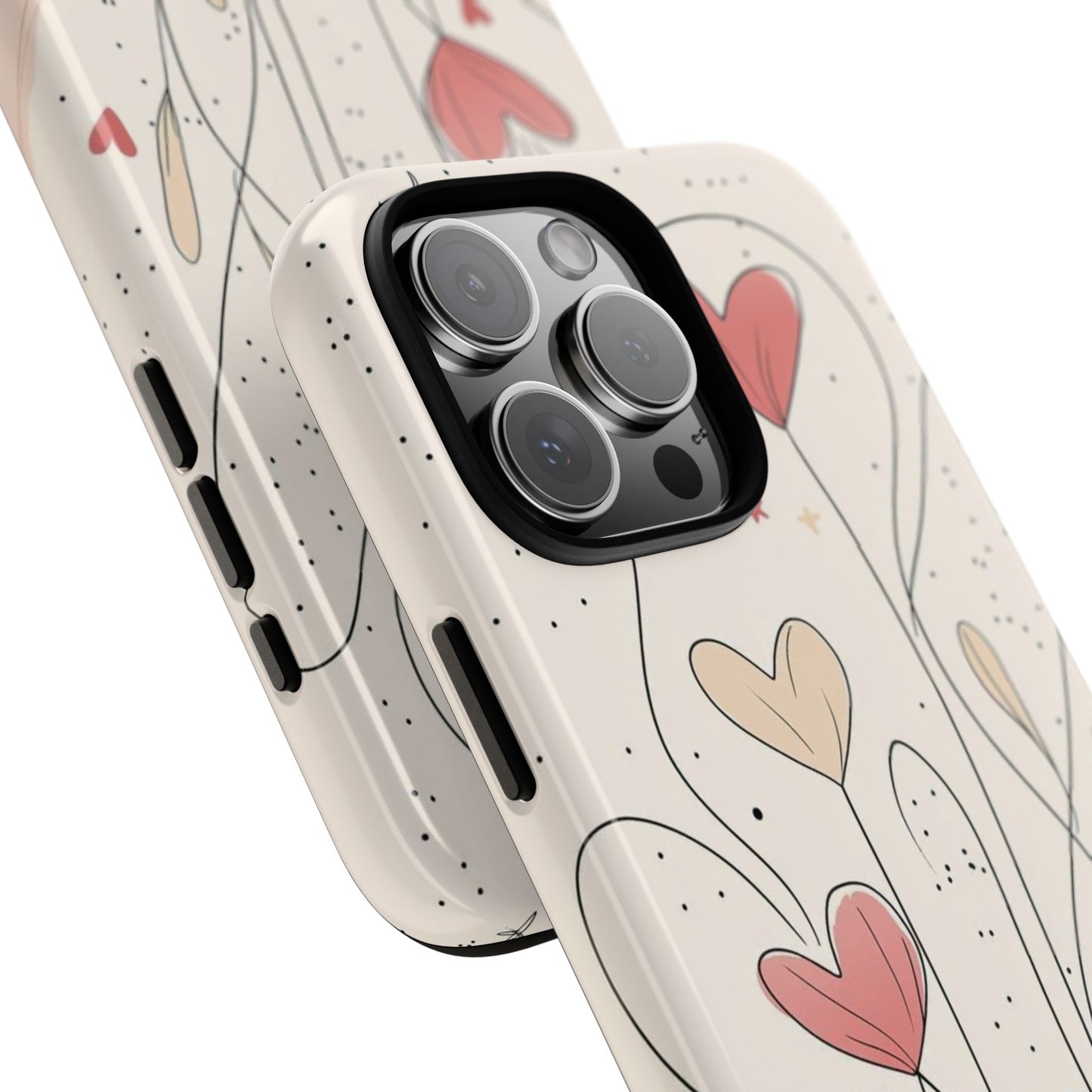 Heart Bloom Tough Phone Case — Floral Heart Garden Protective iPhone Cover