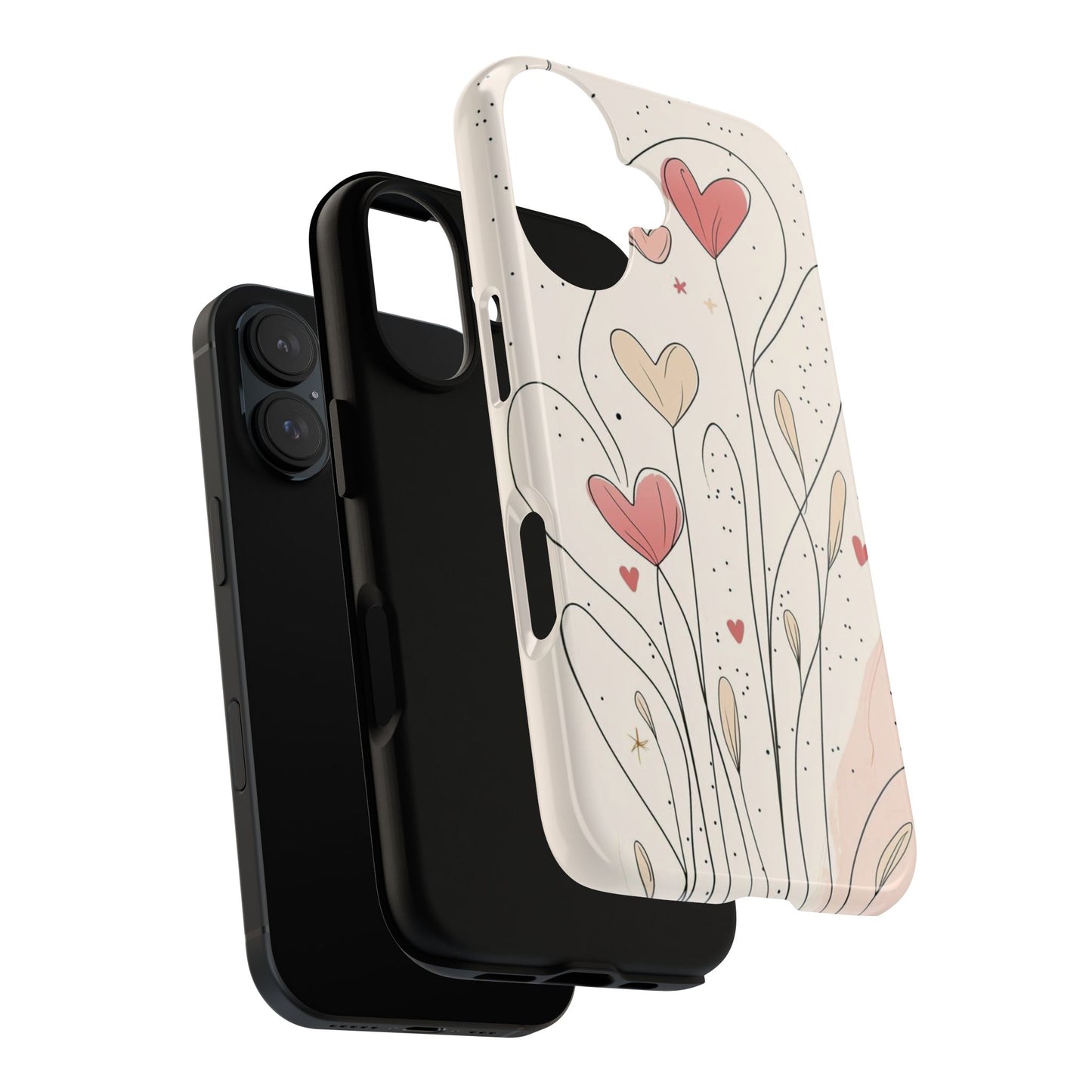 Heart Bloom Tough Phone Case — Floral Heart Garden Protective iPhone Cover