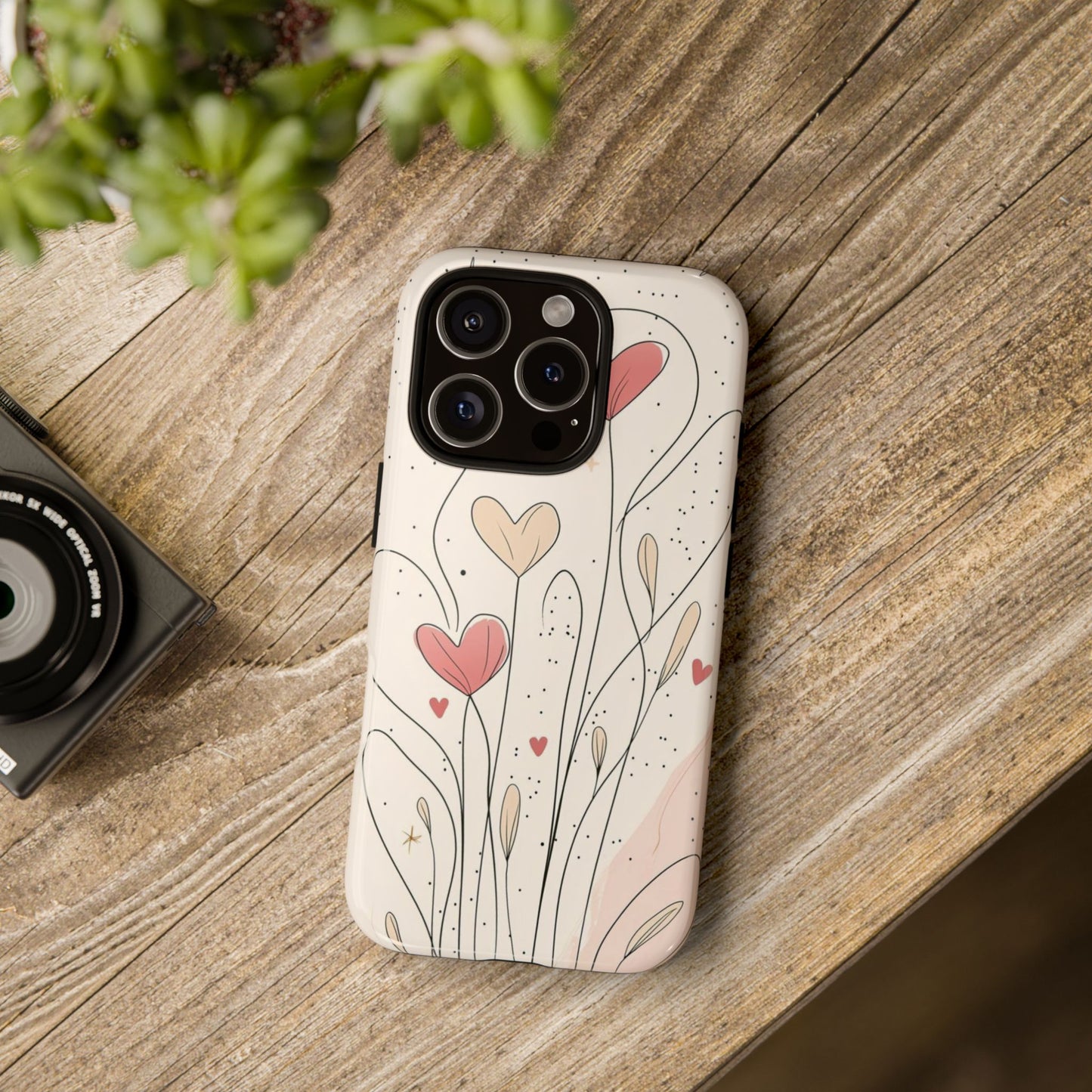 Heart Bloom Tough Phone Case — Floral Heart Garden Protective iPhone Cover