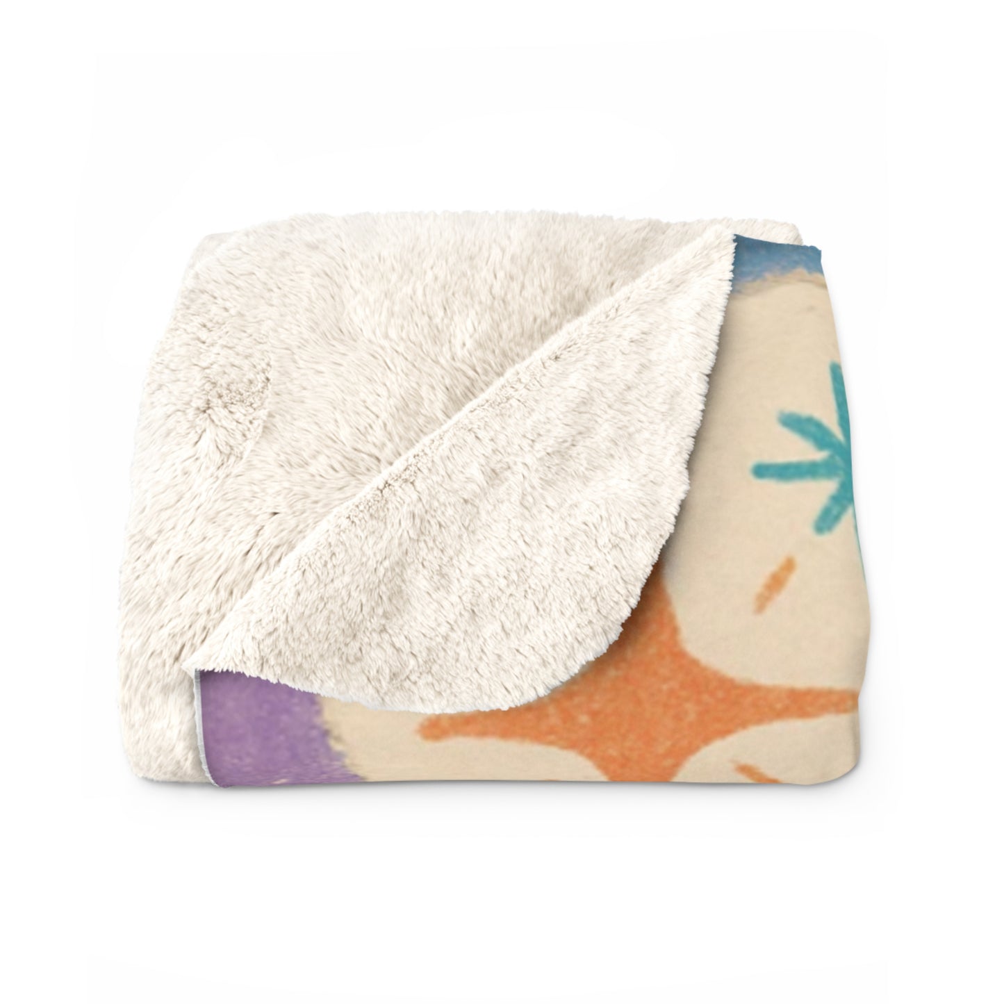 Cute Kids Sherpa Blanket — Girl with Curly Hair Floral Design