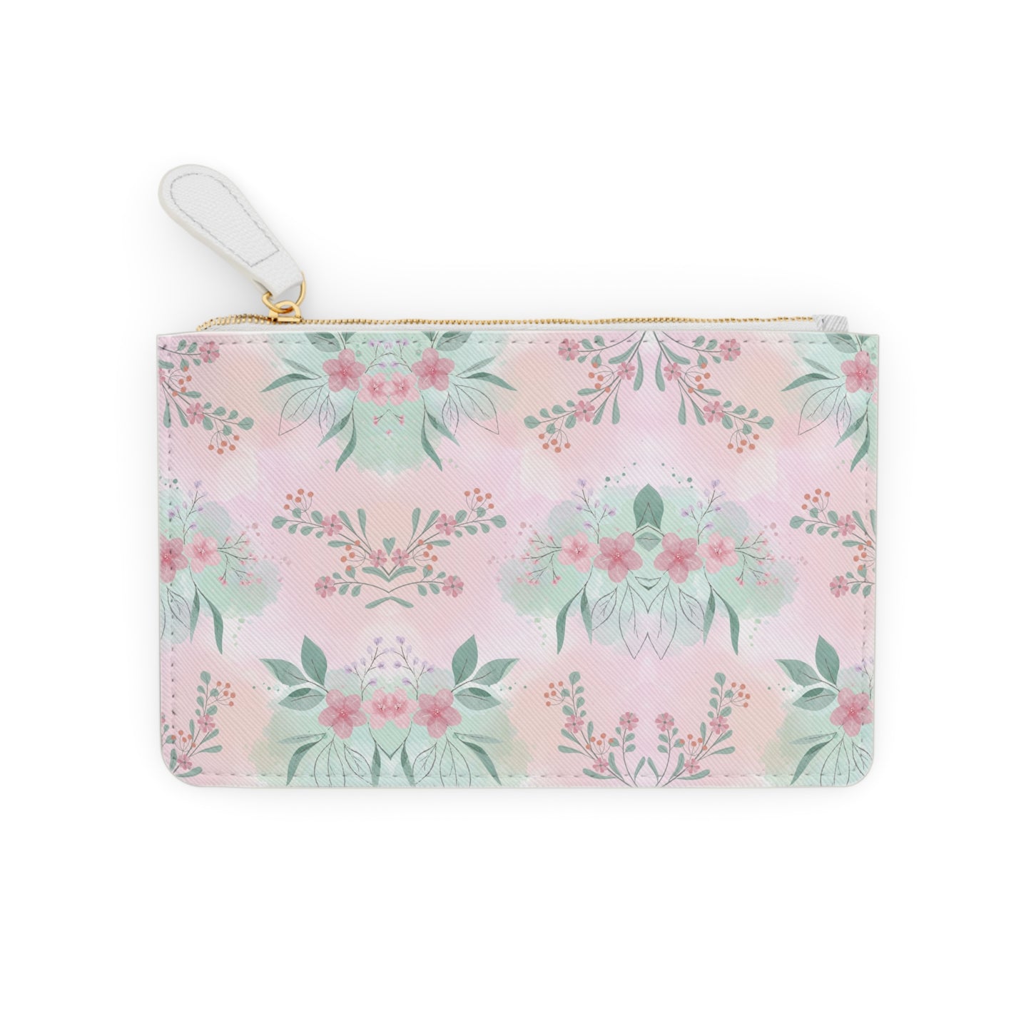 Floral Pastel Mini Clutch Bag – Pink Watercolor Bouquet Wristlet