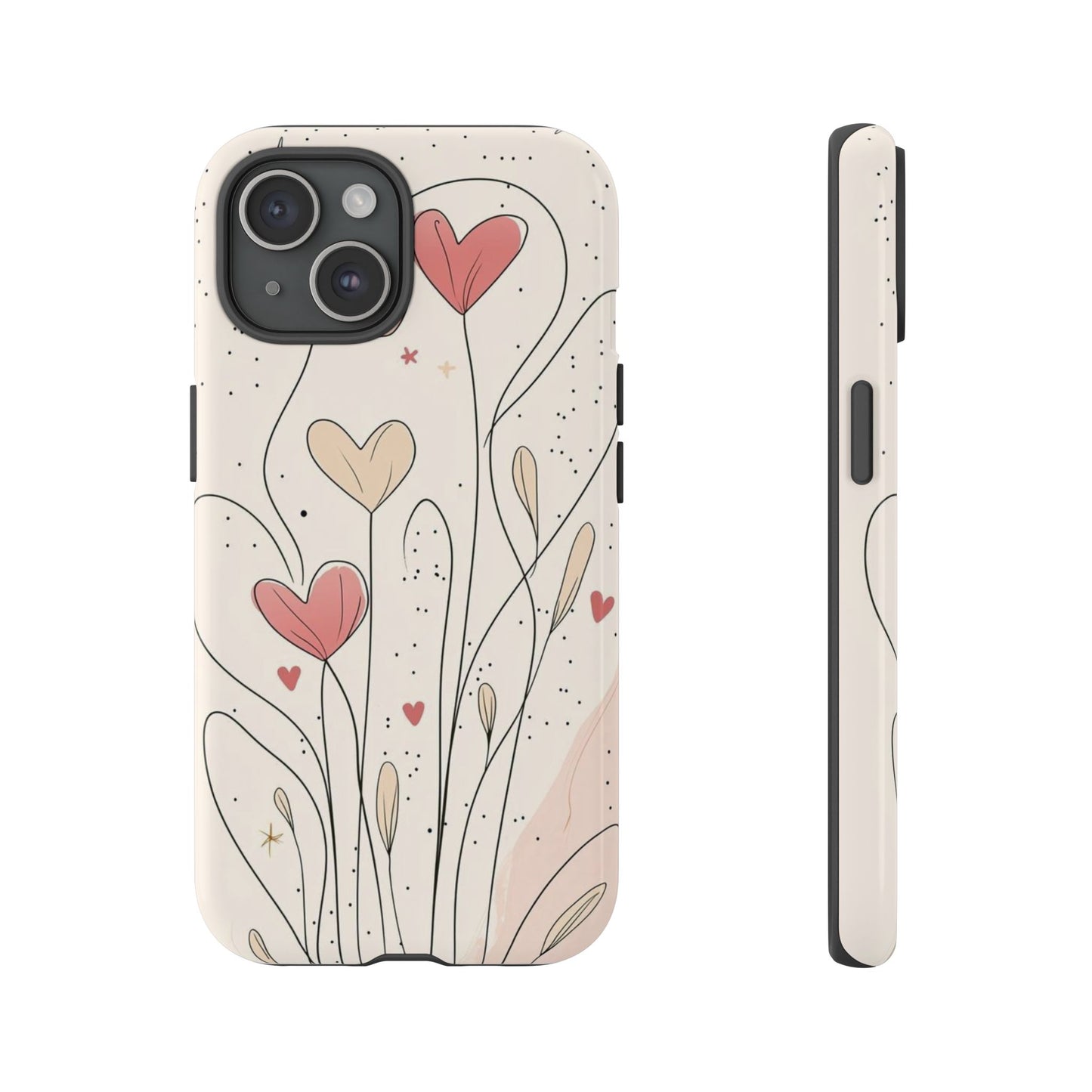 Heart Bloom Tough Phone Case — Floral Heart Garden Protective iPhone Cover