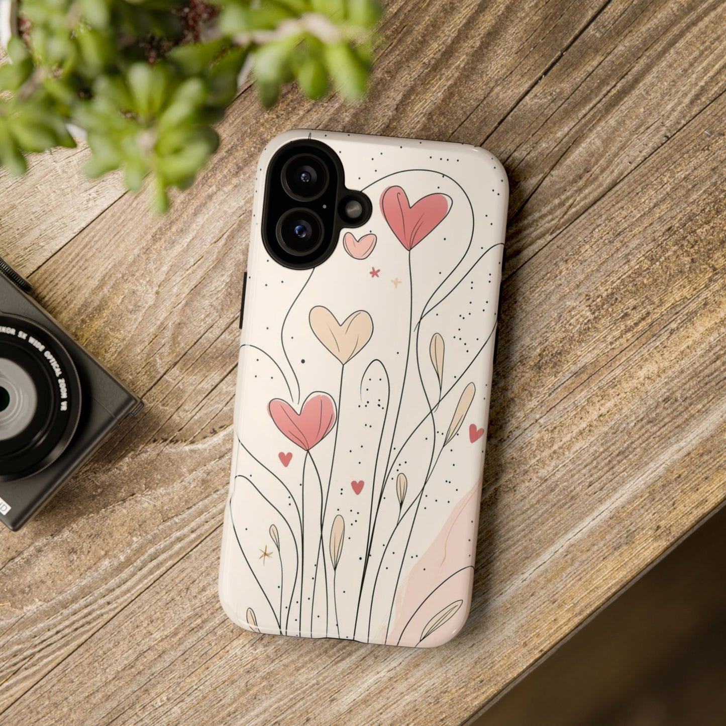 Heart Bloom Tough Phone Case — Floral Heart Garden Protective iPhone Cover
