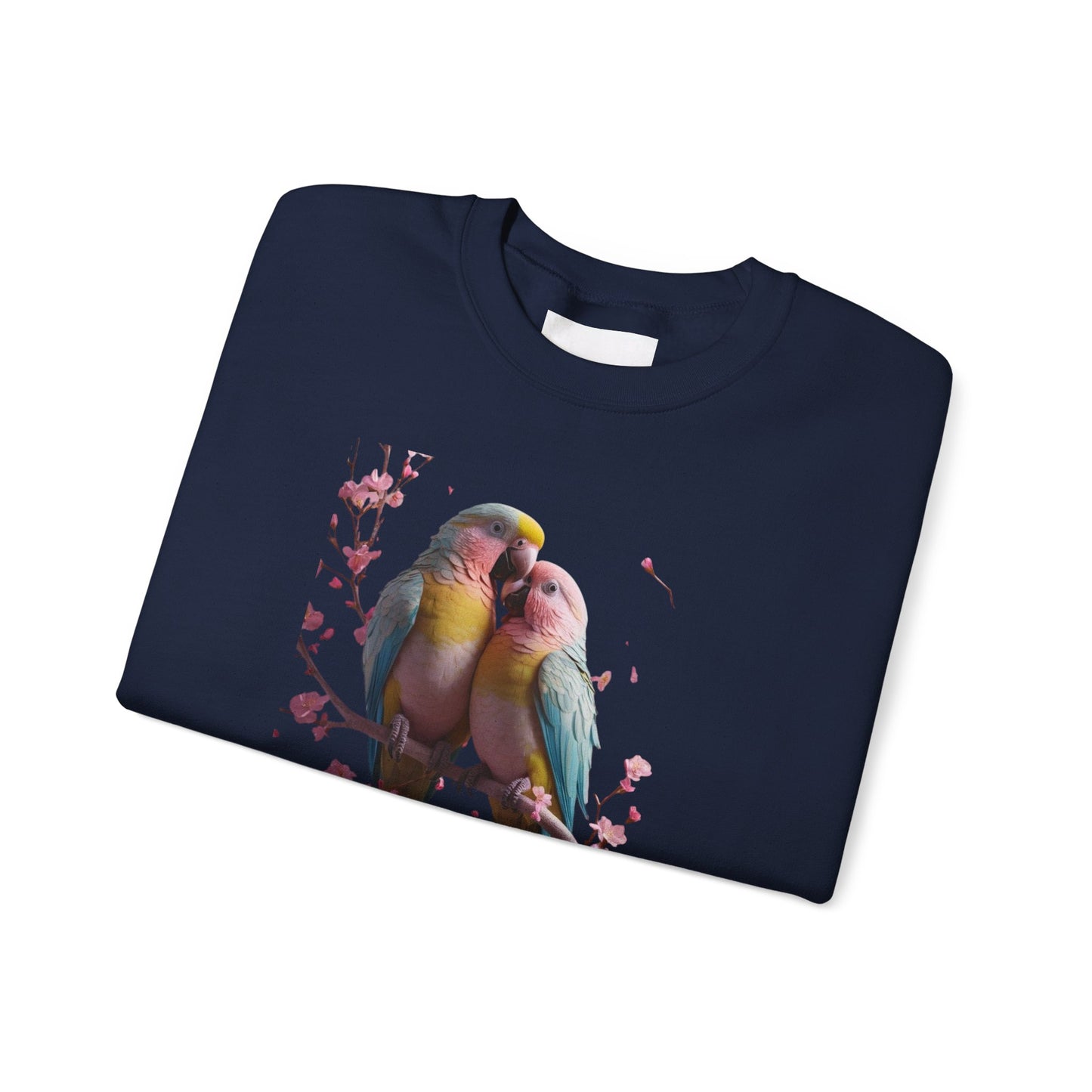Lovebirds Graphic Sweatshirt — Colorful Parrot Crewneck for Bird Lovers