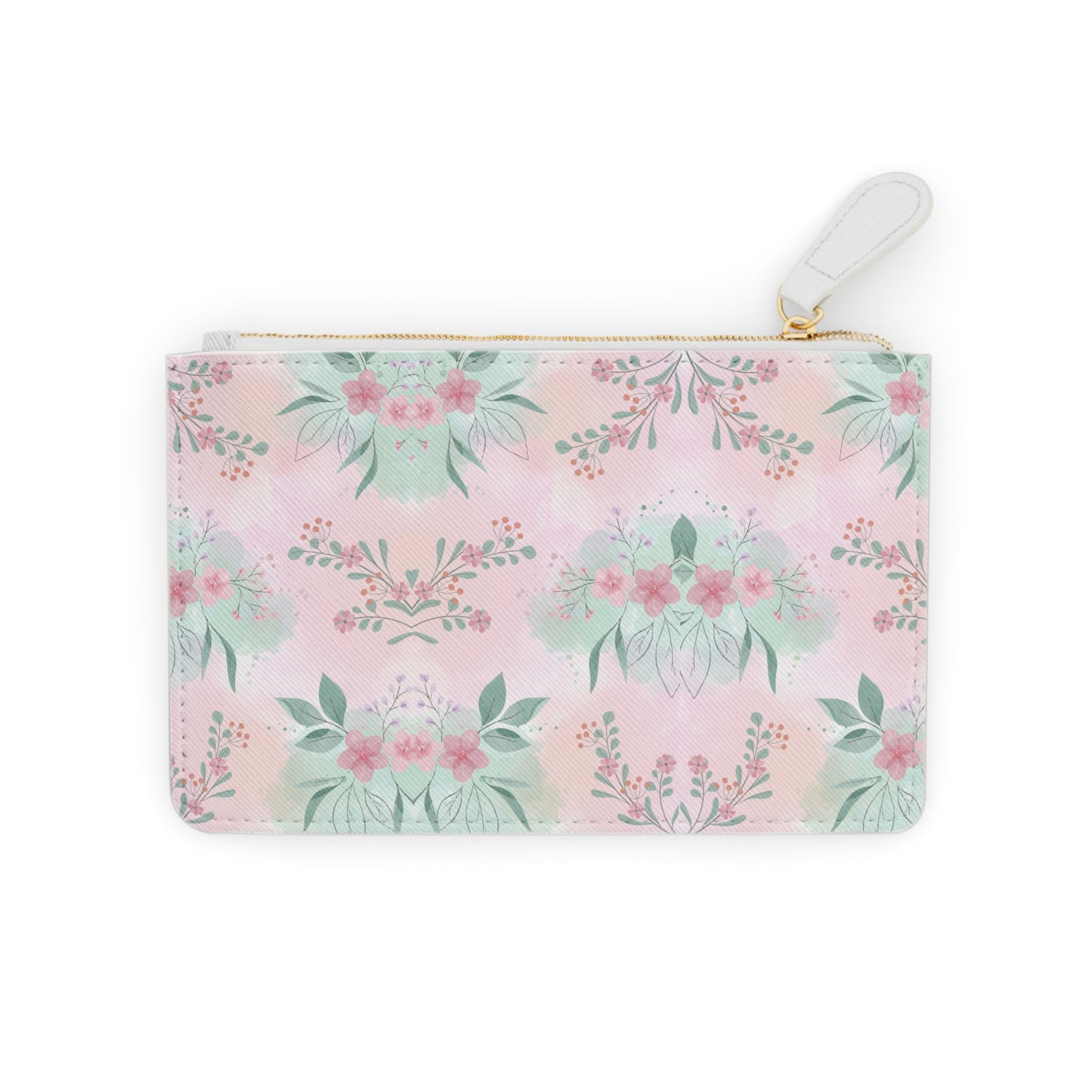 Floral Pastel Mini Clutch Bag – Pink Watercolor Bouquet Wristlet