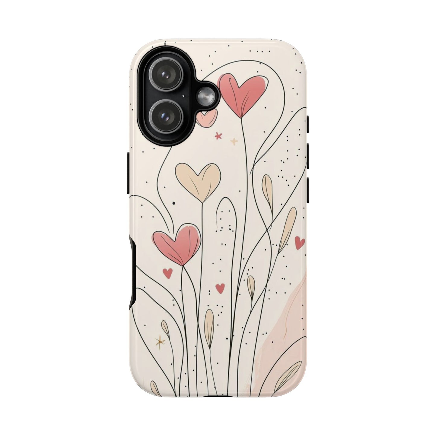 Heart Bloom Tough Phone Case — Floral Heart Garden Protective iPhone Cover