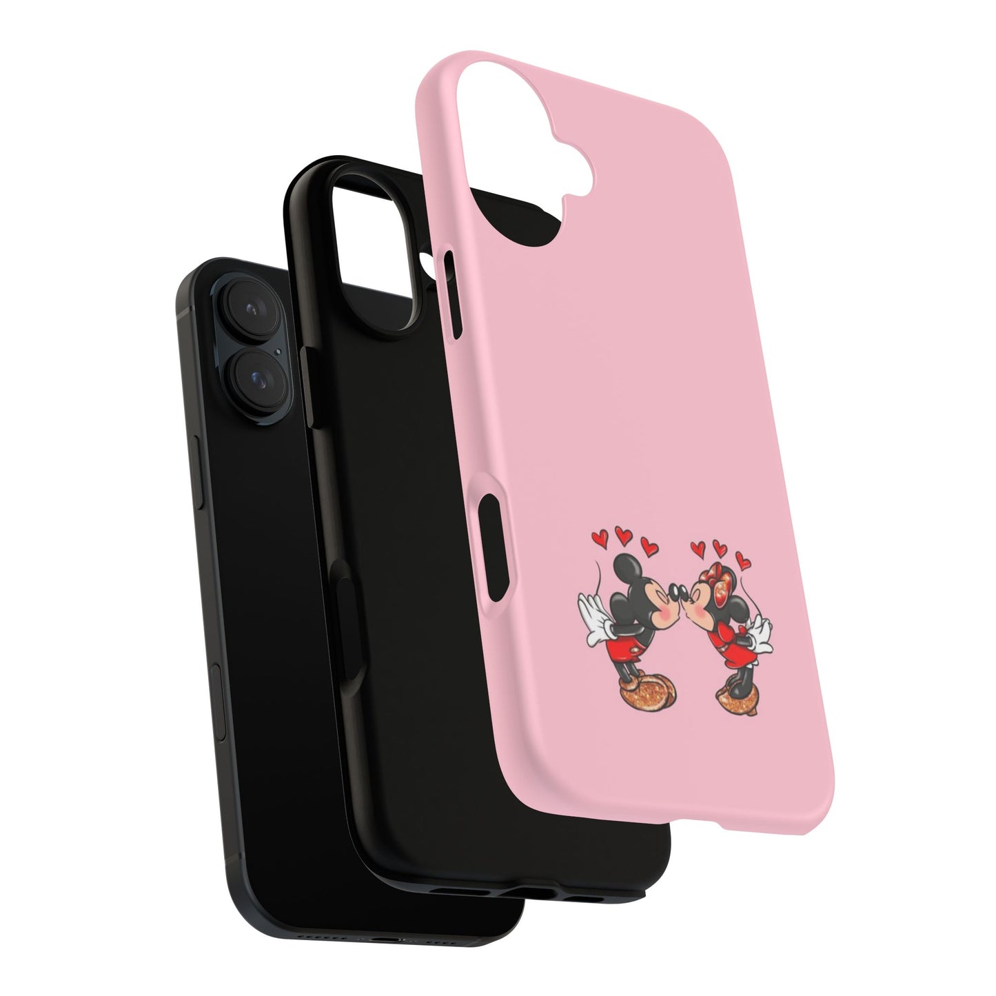 Pink Romantic Kissing Mouse Phone Case — Cute Couple Hearts Protective iPhone Cover