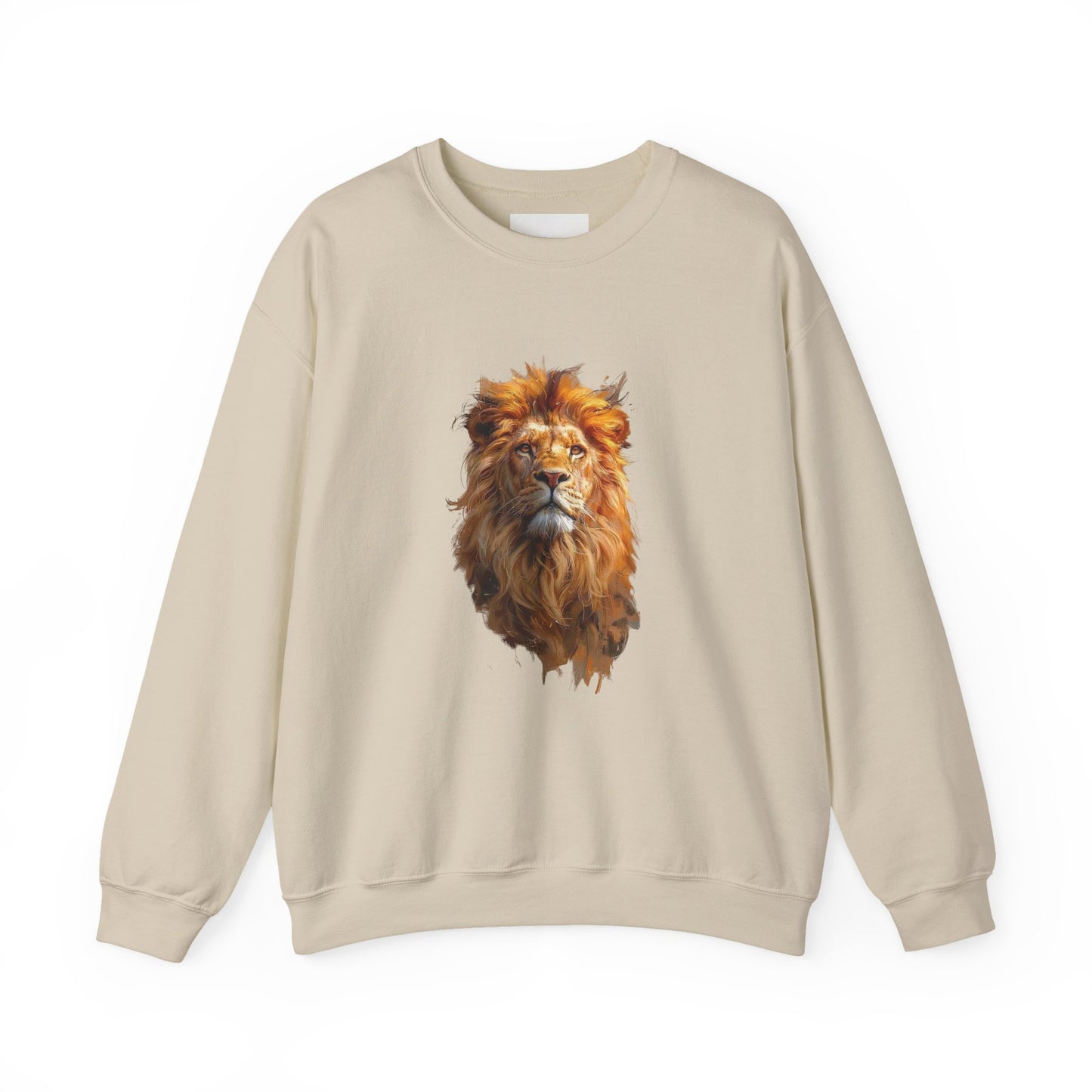 Lion Portrait Crewneck Sweatshirt — Majestic Wild Cat Graphic Pullover