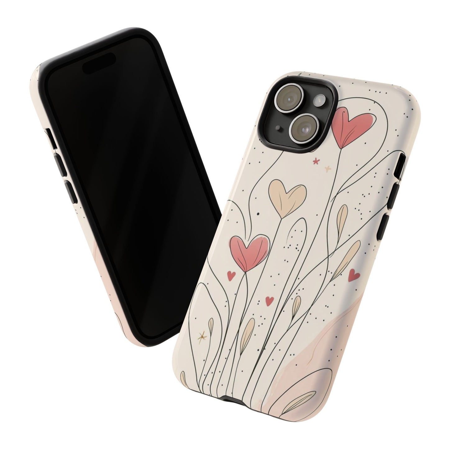 Heart Bloom Tough Phone Case — Floral Heart Garden Protective iPhone Cover
