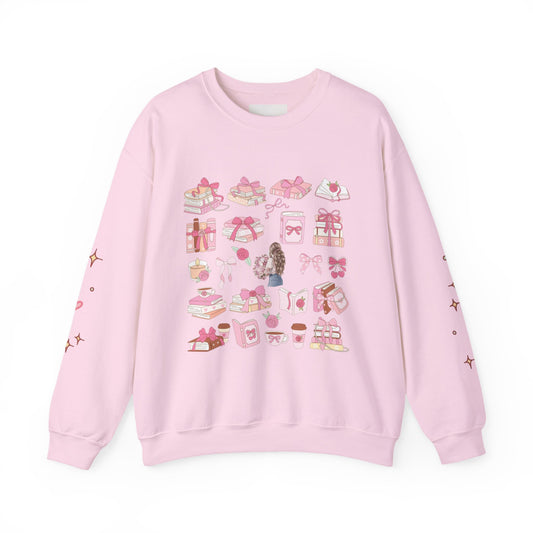 Crewneck Sweatshirt — Pink Bow & Gifts Cozy Graphic Pullover