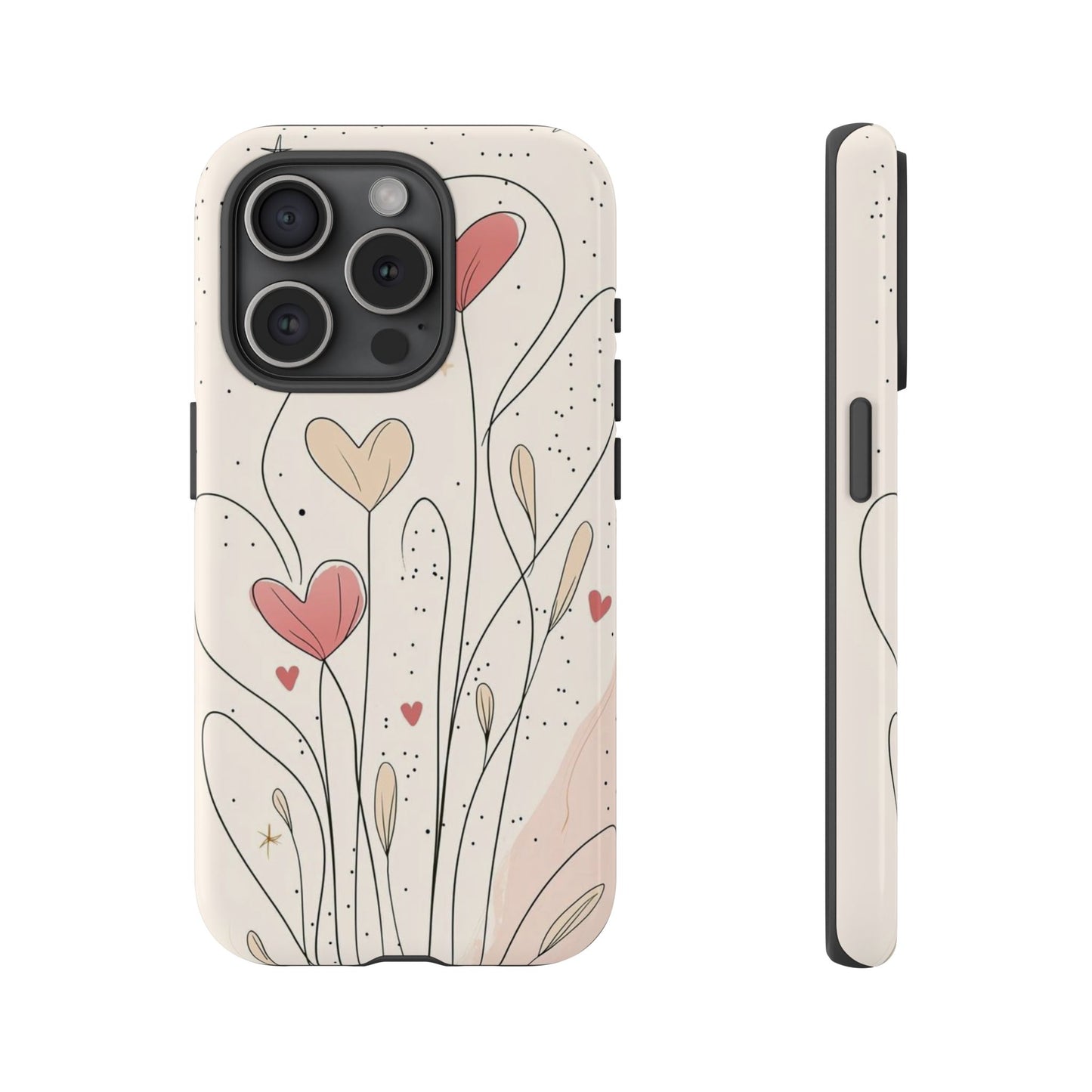 Heart Bloom Tough Phone Case — Floral Heart Garden Protective iPhone Cover