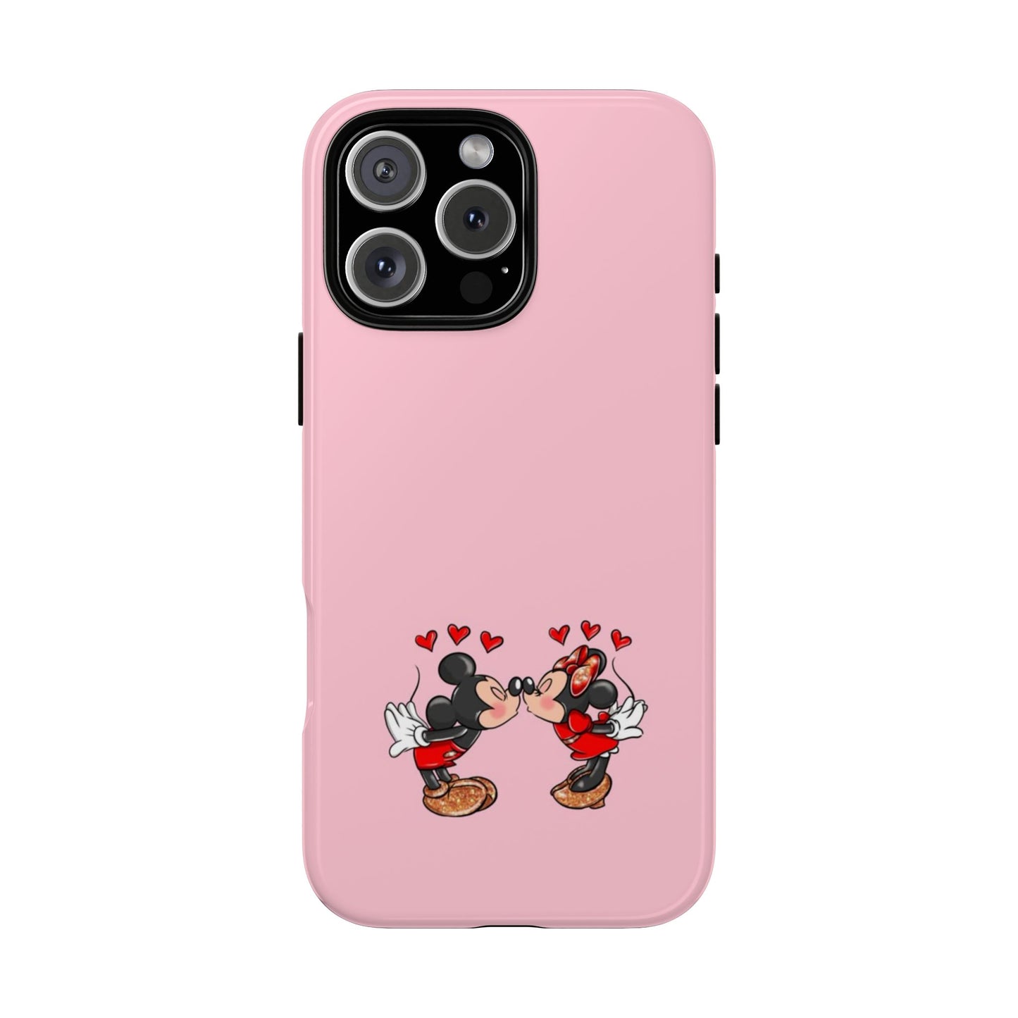 Pink Romantic Kissing Mouse Phone Case — Cute Couple Hearts Protective iPhone Cover