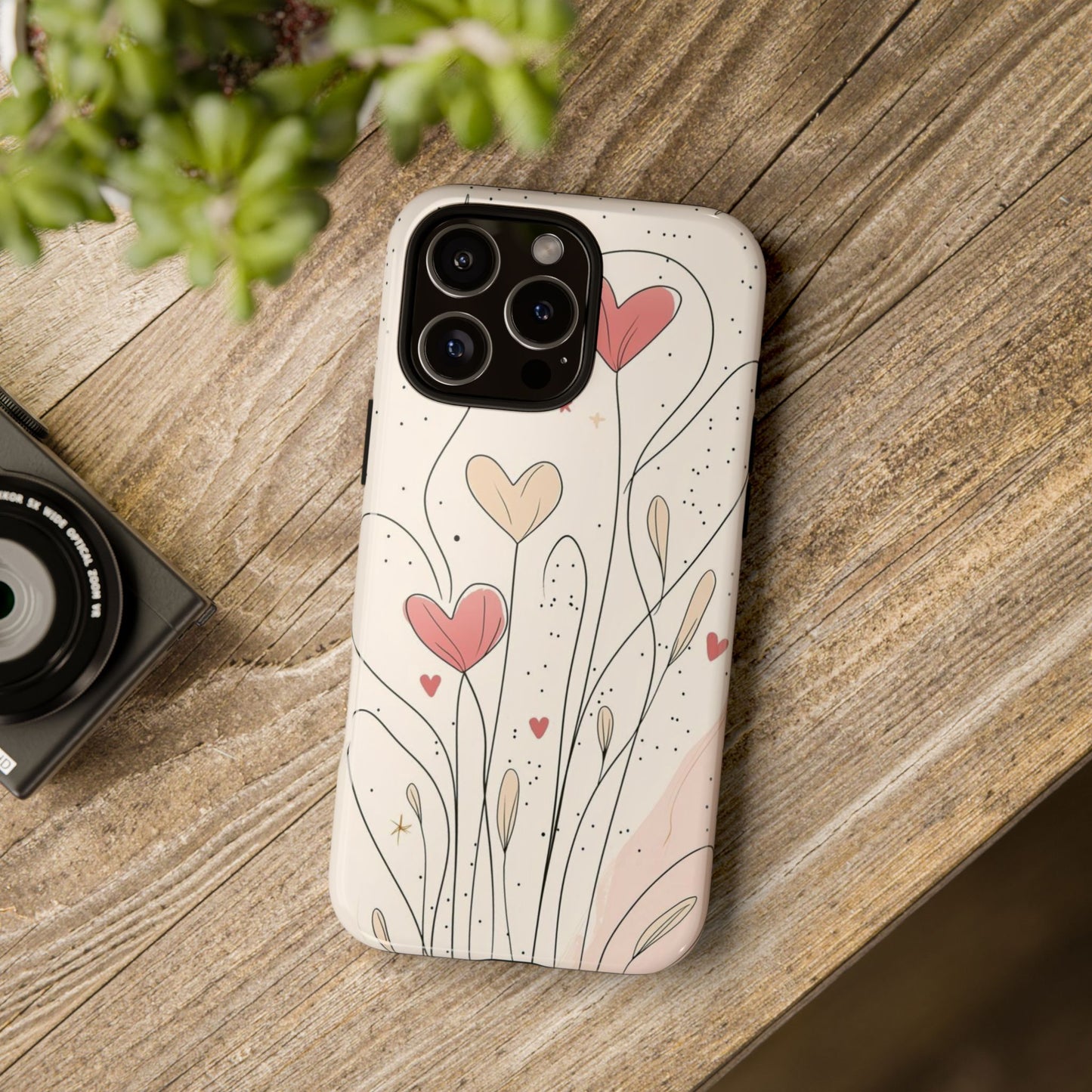 Heart Bloom Tough Phone Case — Floral Heart Garden Protective iPhone Cover