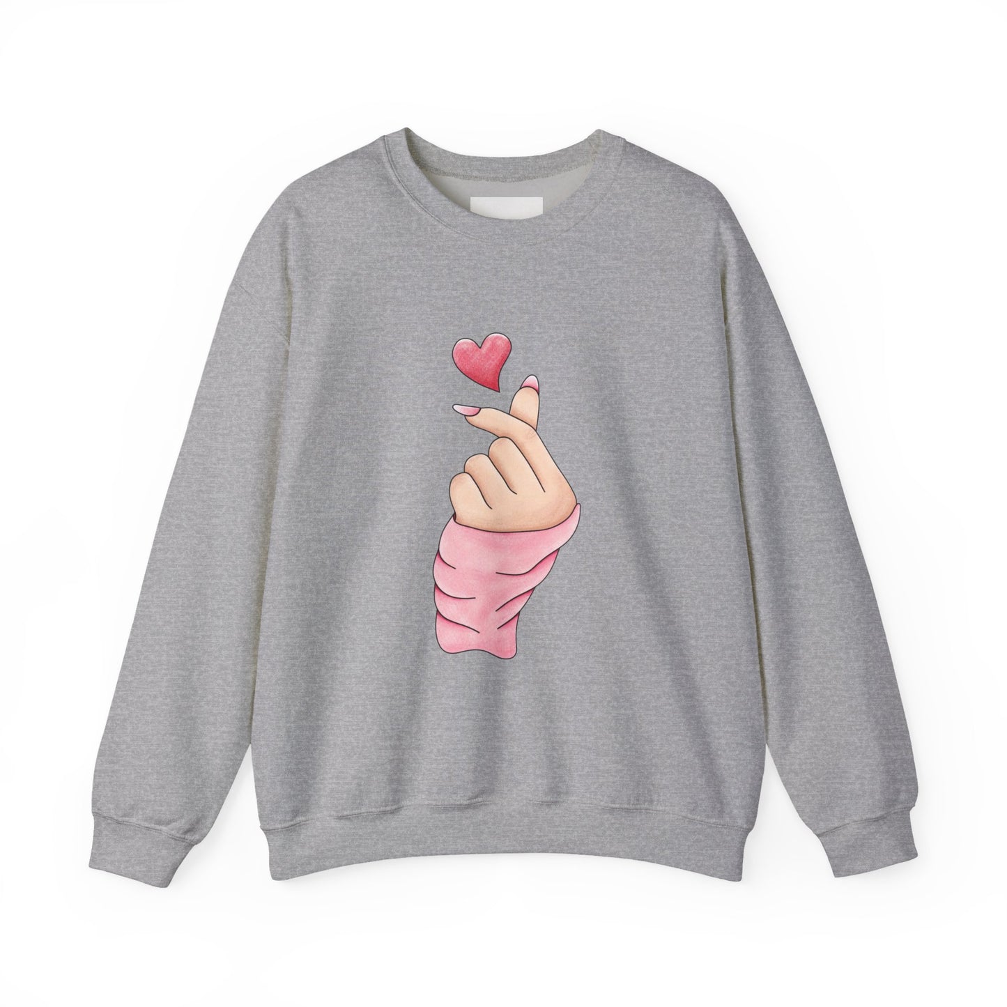 Korean Finger Heart Crewneck Sweatshirt — Cute Travel Love Map Design
