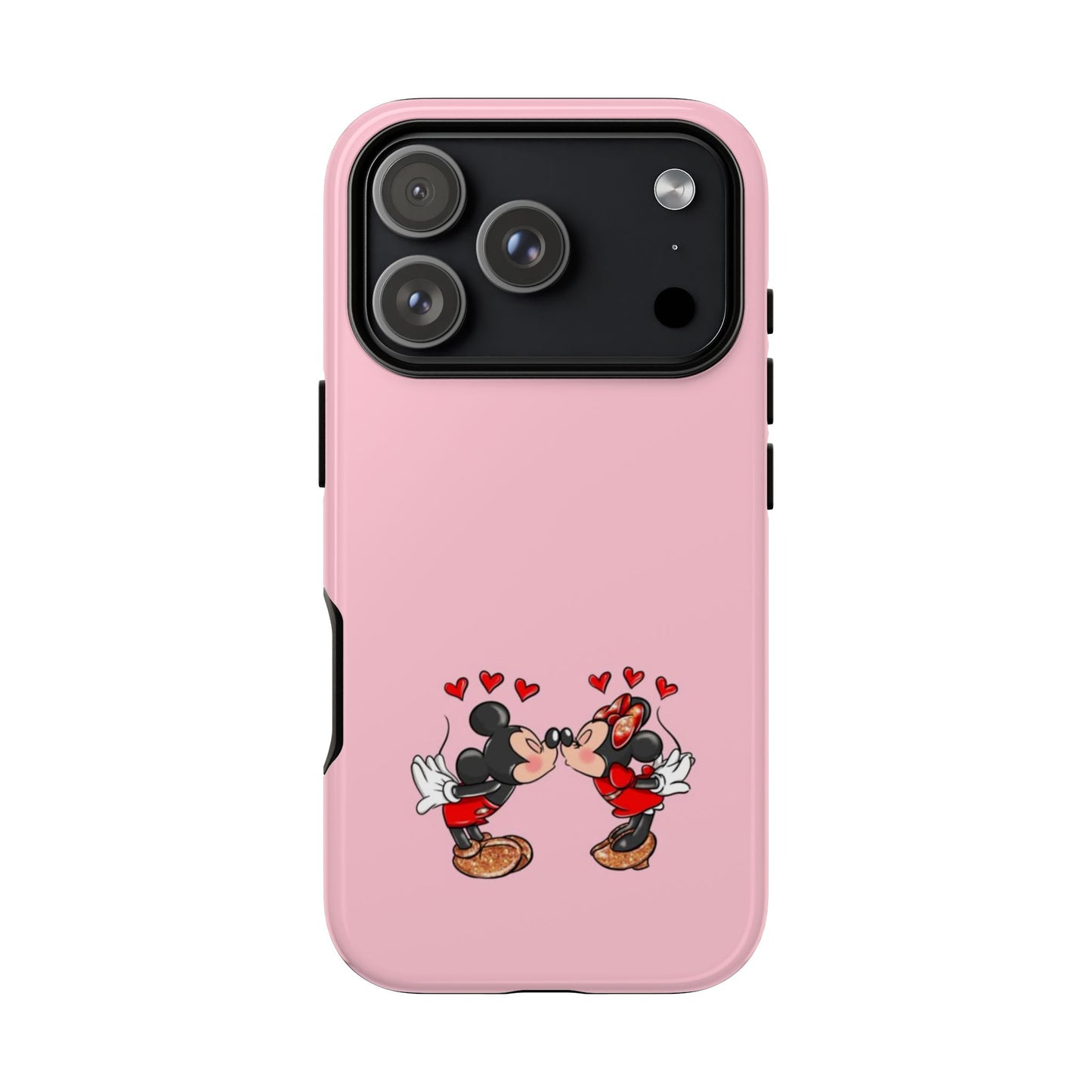 Pink Romantic Kissing Mouse Phone Case — Cute Couple Hearts Protective iPhone Cover