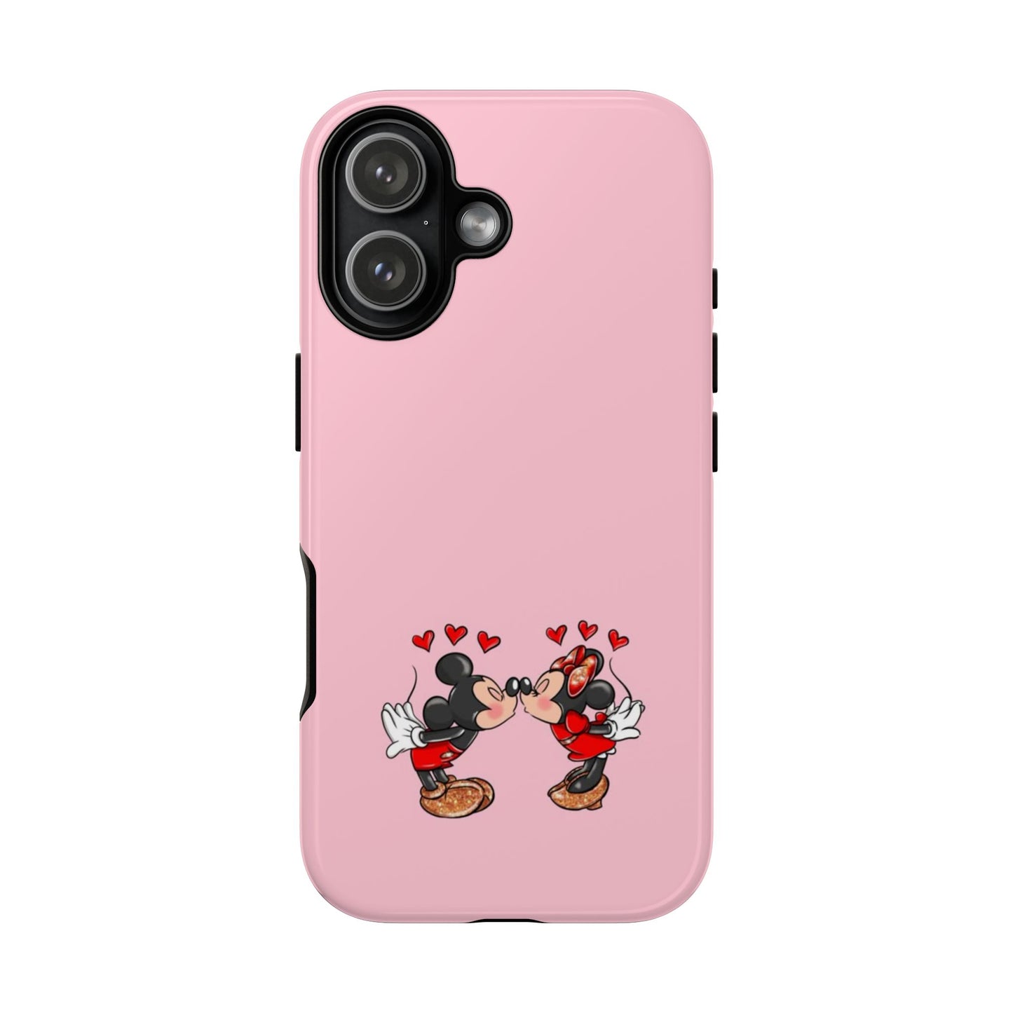 Pink Romantic Kissing Mouse Phone Case — Cute Couple Hearts Protective iPhone Cover