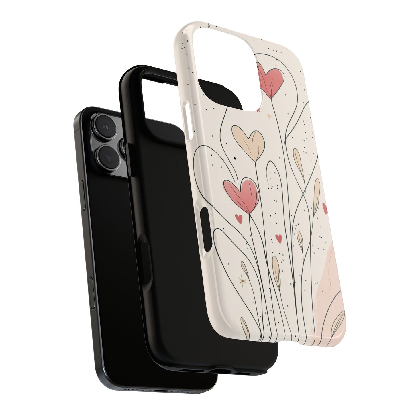 Heart Bloom Tough Phone Case — Floral Heart Garden Protective iPhone Cover