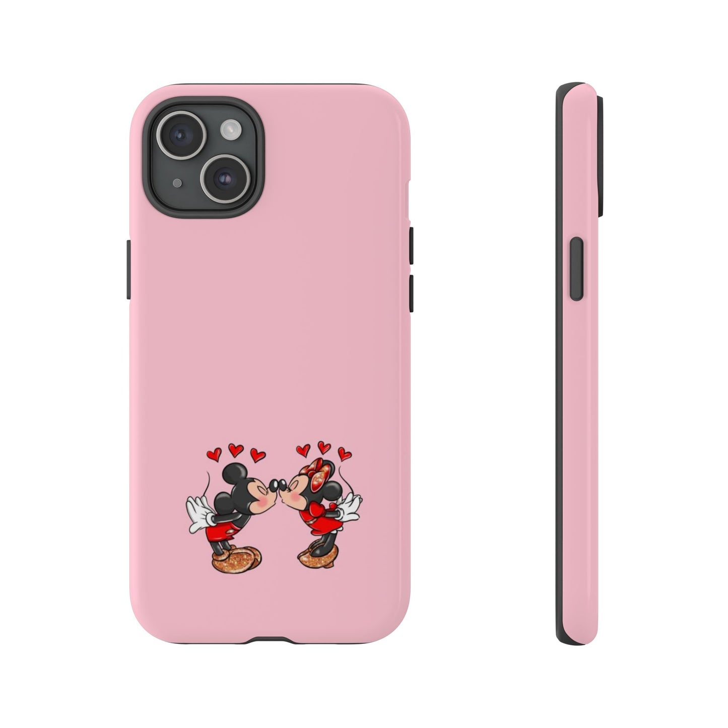Pink Romantic Kissing Mouse Phone Case — Cute Couple Hearts Protective iPhone Cover
