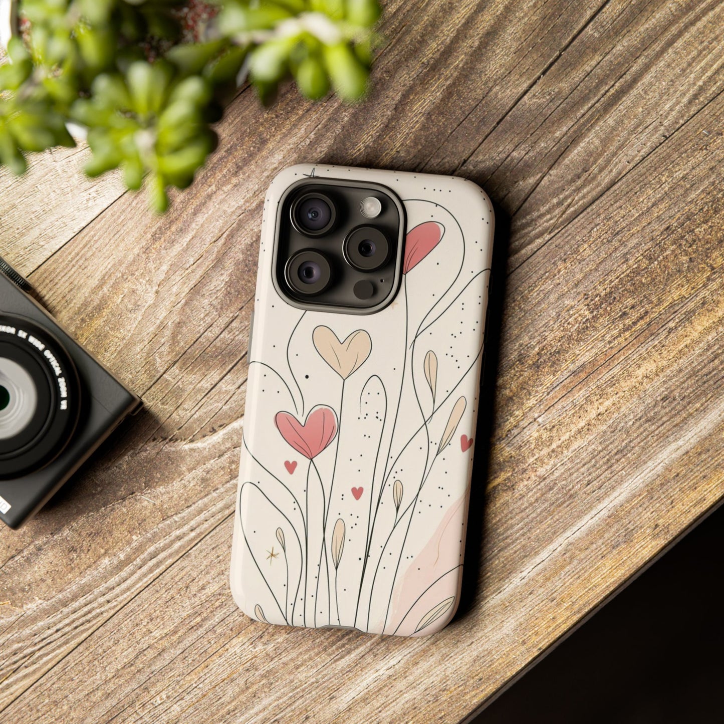 Heart Bloom Tough Phone Case — Floral Heart Garden Protective iPhone Cover