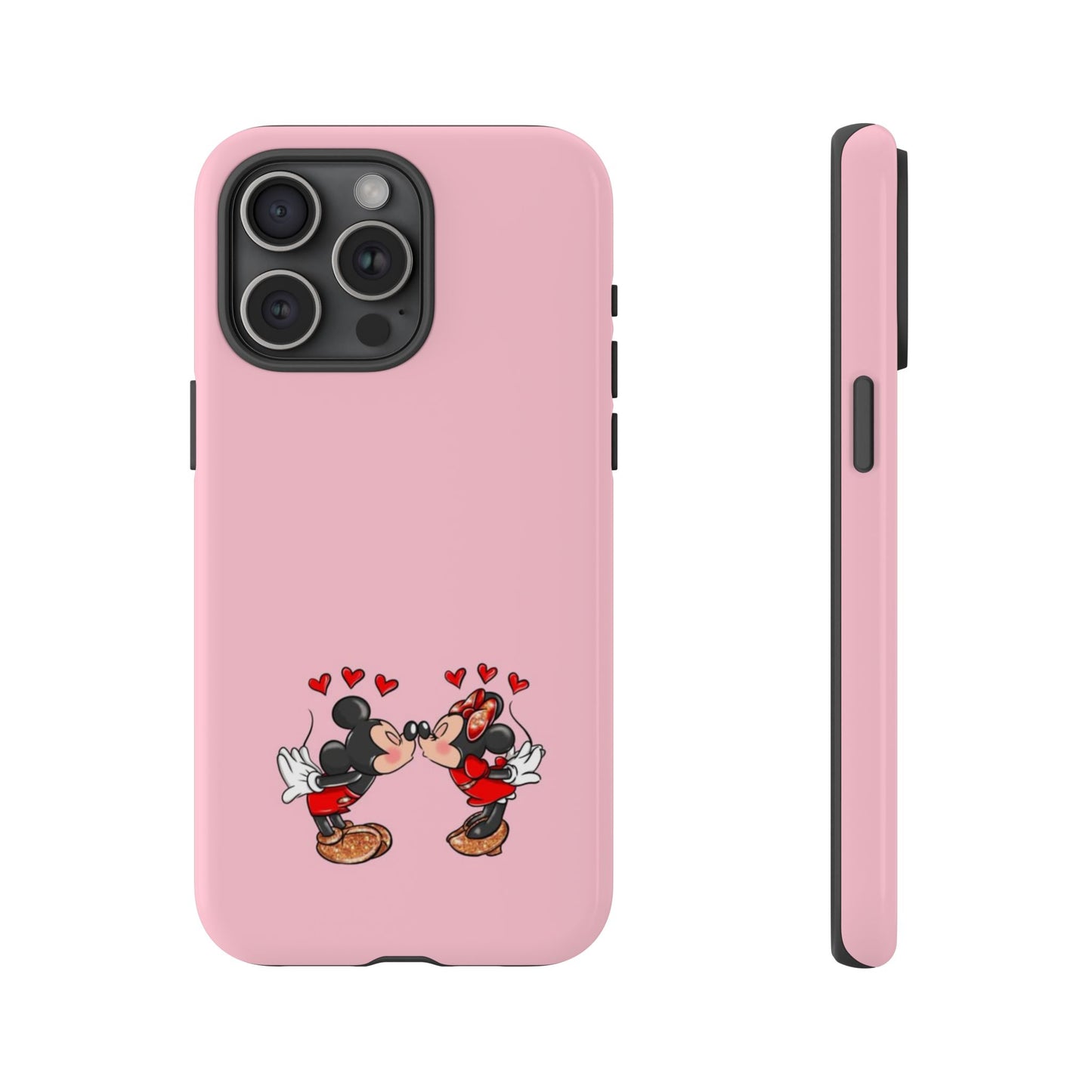 Pink Romantic Kissing Mouse Phone Case — Cute Couple Hearts Protective iPhone Cover