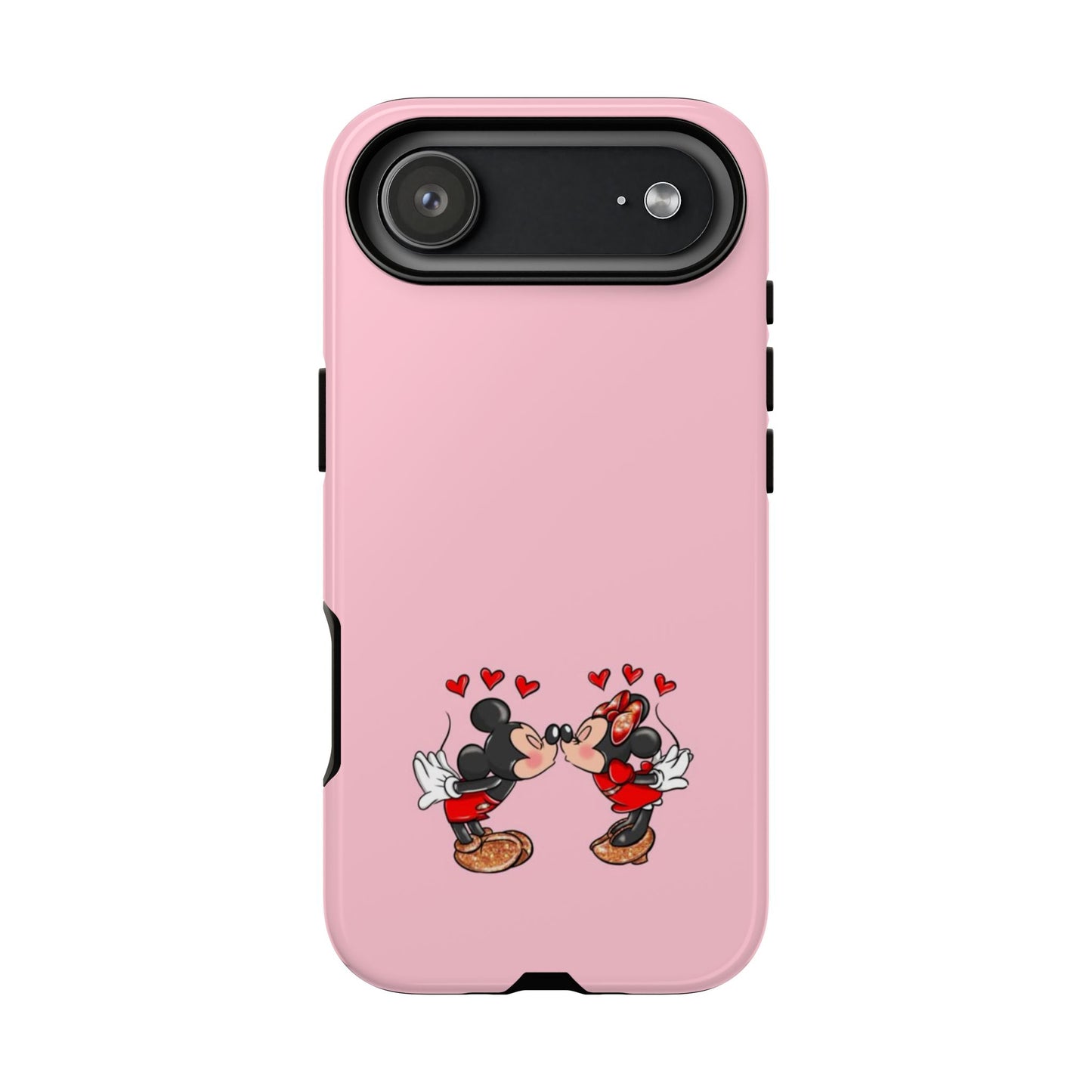Pink Romantic Kissing Mouse Phone Case — Cute Couple Hearts Protective iPhone Cover