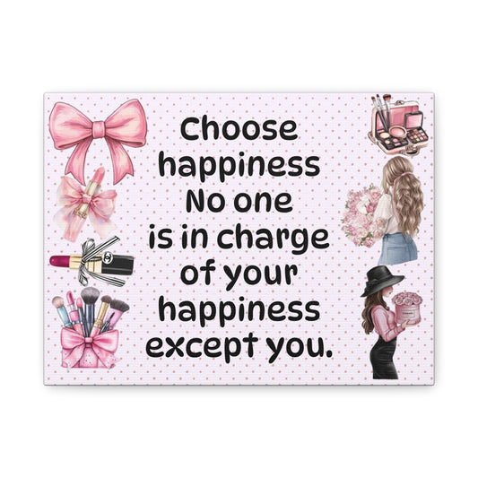 Choose Happiness — Pink Makeup Wall Canvas