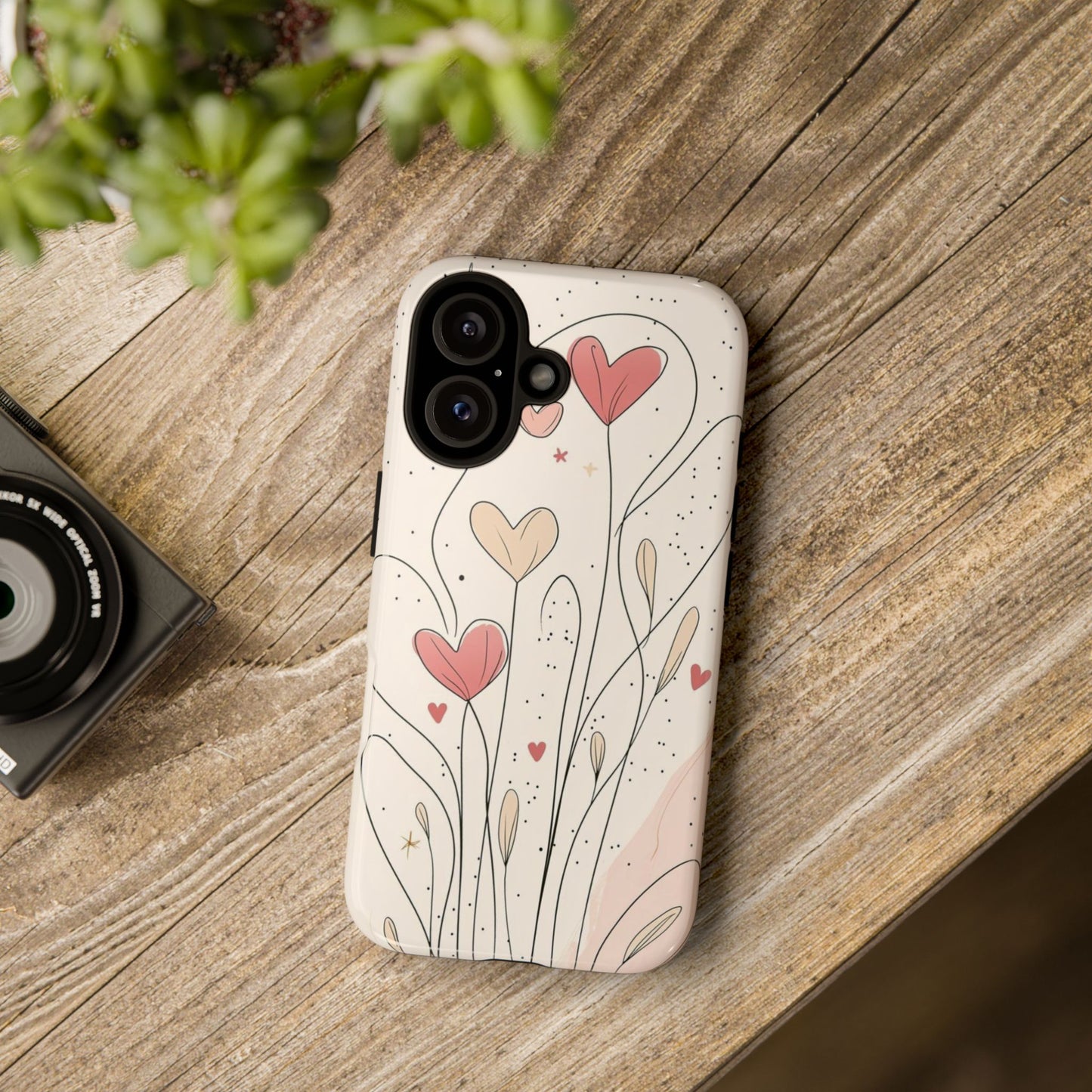 Heart Bloom Tough Phone Case — Floral Heart Garden Protective iPhone Cover