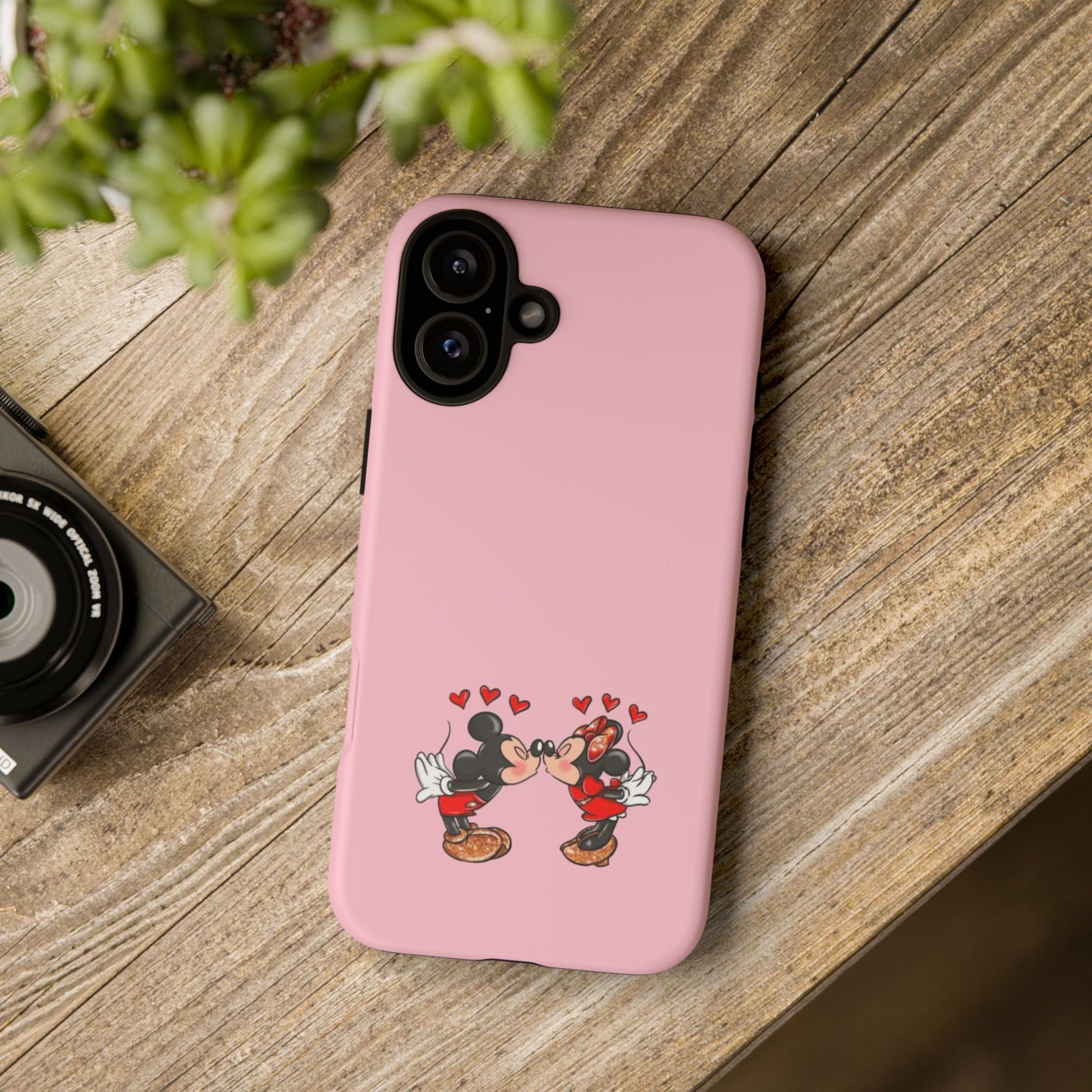 Pink Romantic Kissing Mouse Phone Case — Cute Couple Hearts Protective iPhone Cover