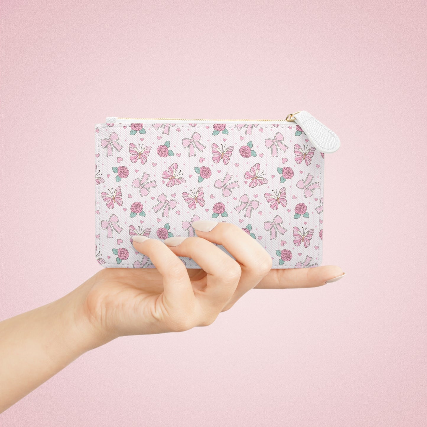 Mini Clutch — Pink Bows, Butterflies & Strawberries Pattern