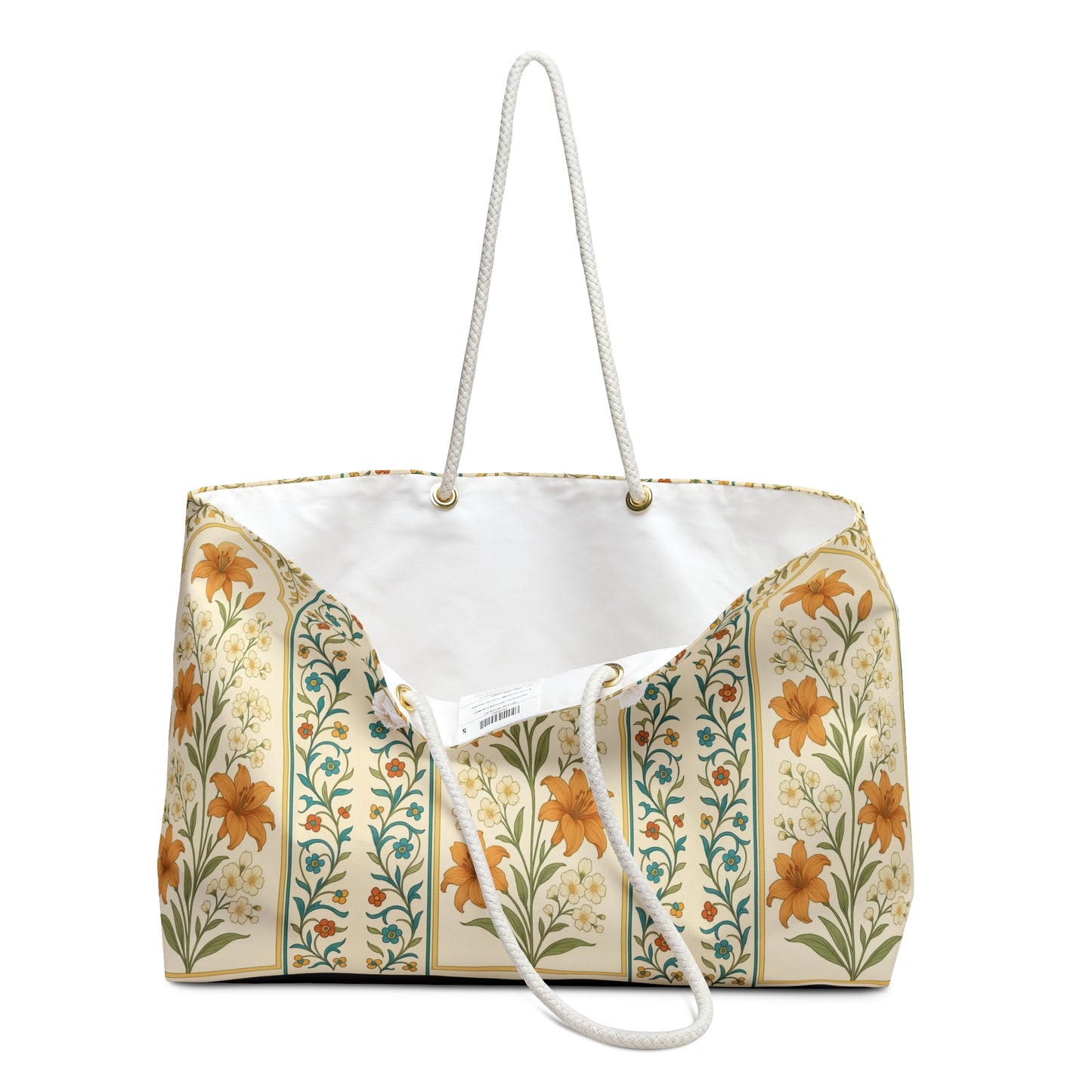 Floral Vintage Weekender Bag — Retro Orange Lily Travel Tote