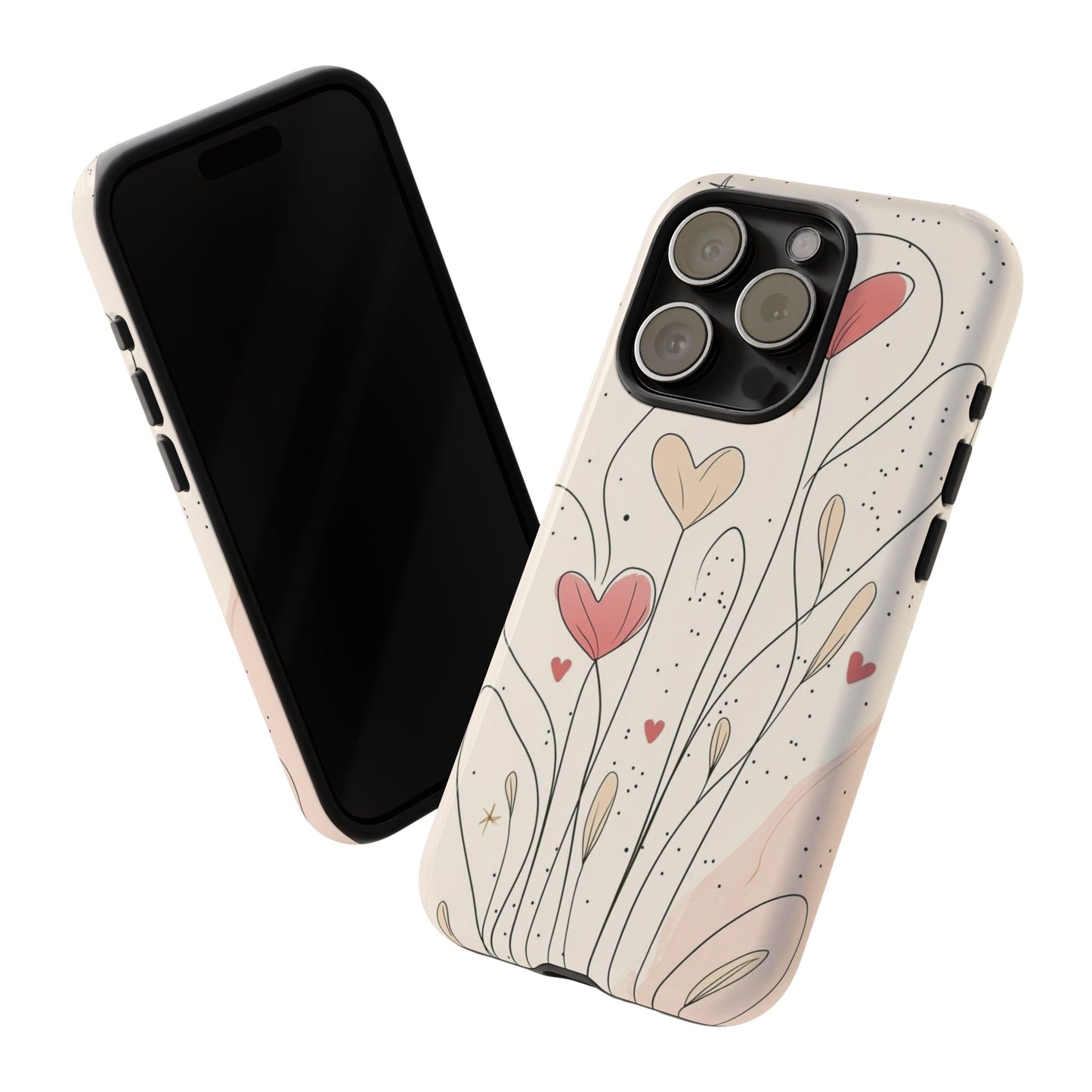 Heart Bloom Tough Phone Case — Floral Heart Garden Protective iPhone Cover