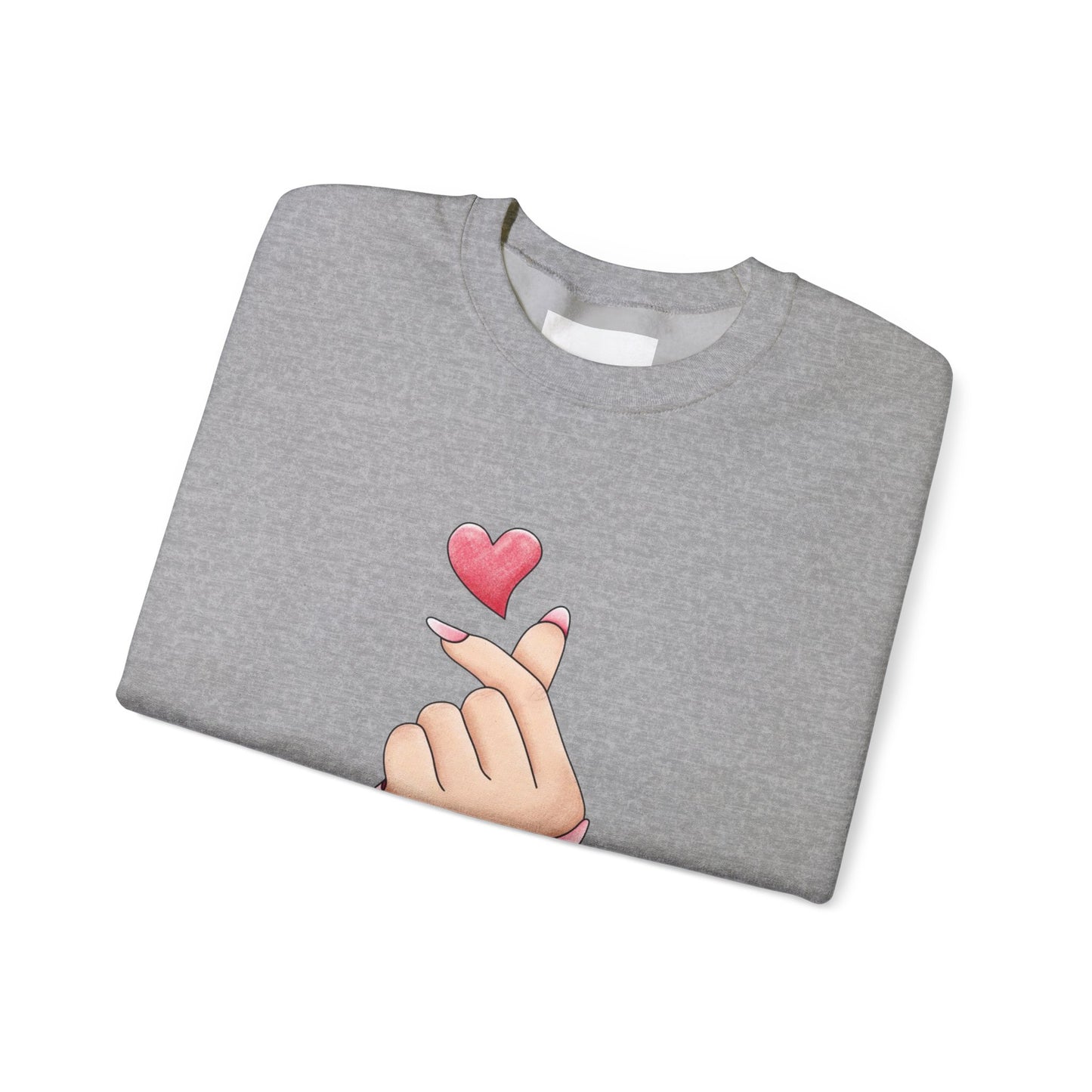 Korean Finger Heart Crewneck Sweatshirt — Cute Travel Love Map Design