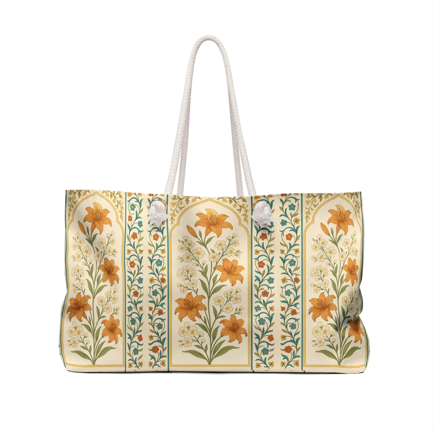 Floral Vintage Weekender Bag — Retro Orange Lily Travel Tote