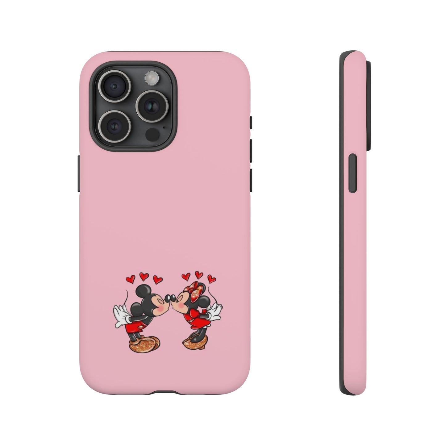 Pink Romantic Kissing Mouse Phone Case — Cute Couple Hearts Protective iPhone Cover
