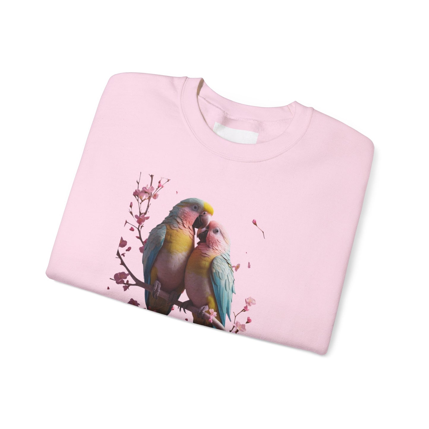 Lovebirds Graphic Sweatshirt — Colorful Parrot Crewneck for Bird Lovers
