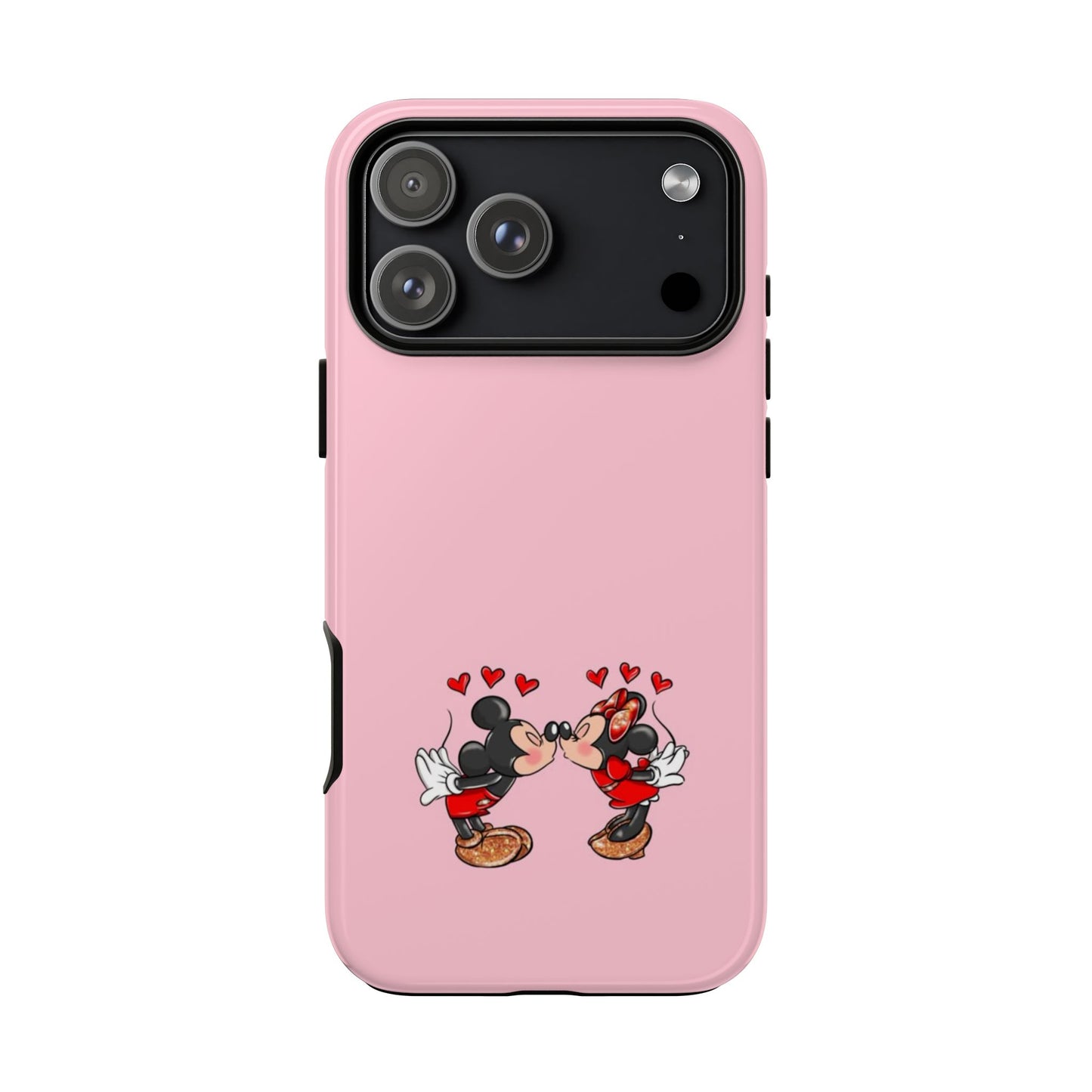 Pink Romantic Kissing Mouse Phone Case — Cute Couple Hearts Protective iPhone Cover
