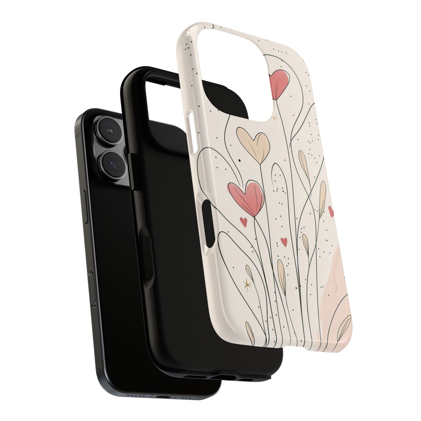 Heart Bloom Tough Phone Case — Floral Heart Garden Protective iPhone Cover